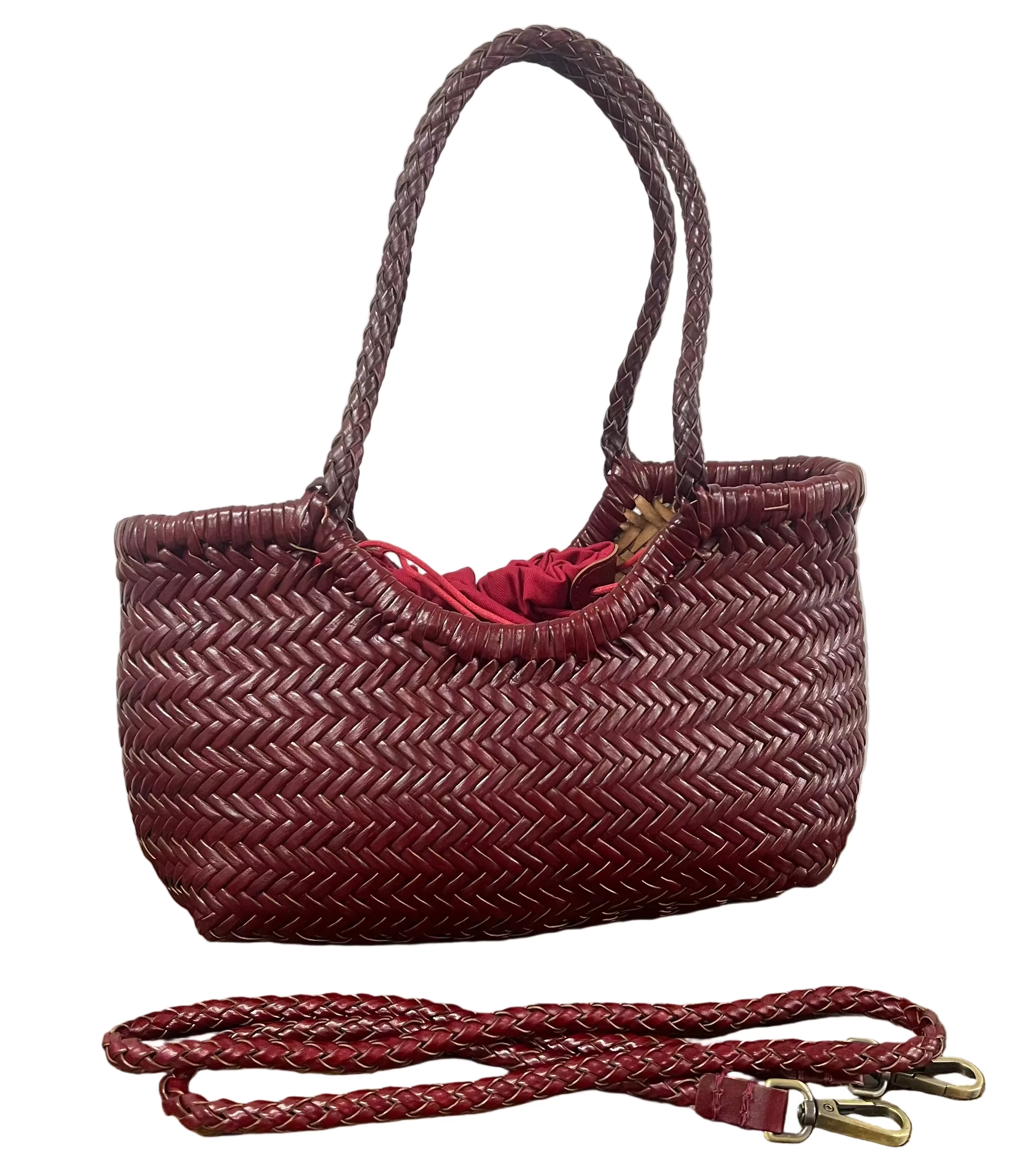 Basket mini intrecciata bordeaux