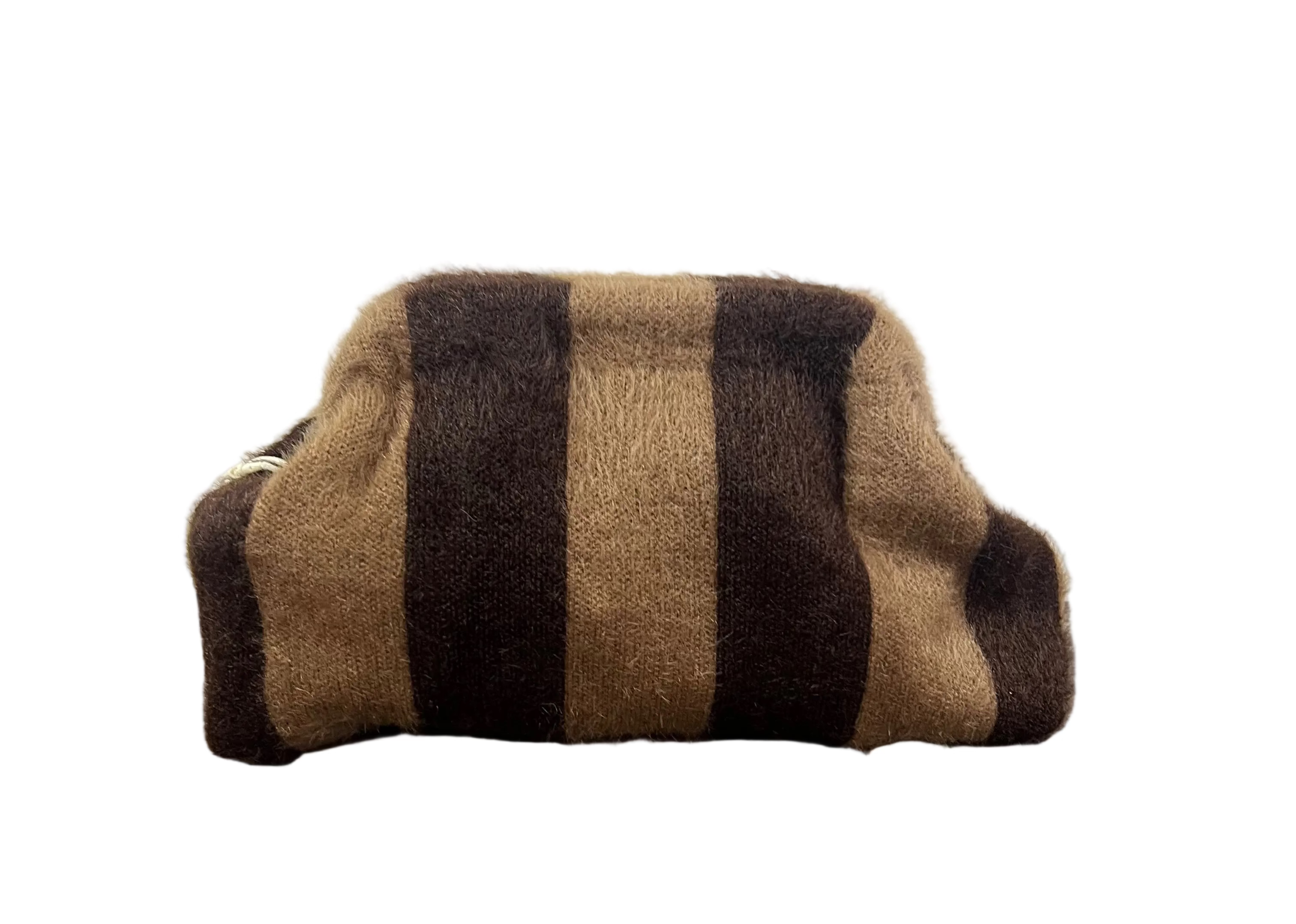 Clutch effetto mohair righe taupe testa di moro