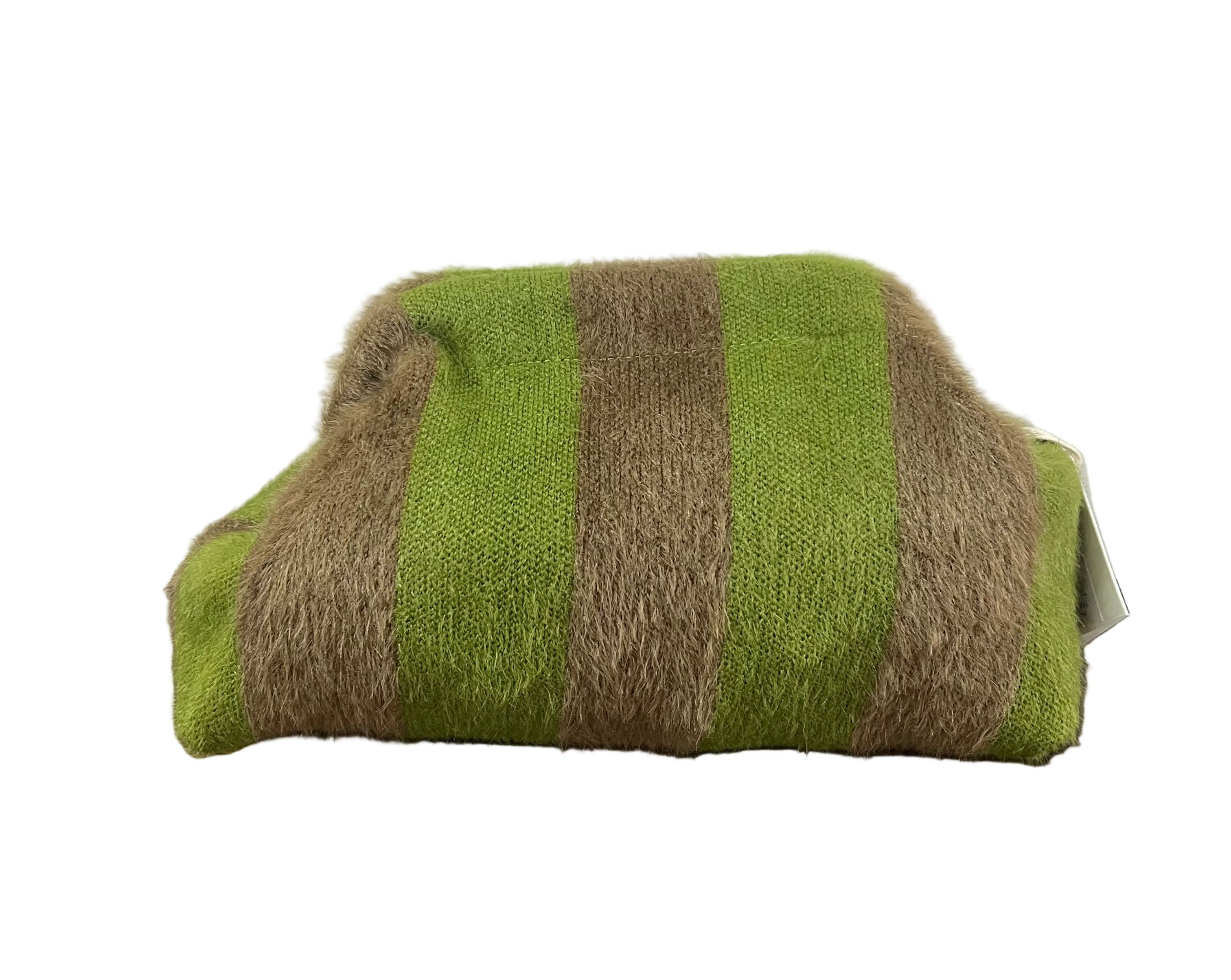 Clutch effetto mohair righe taupe verde