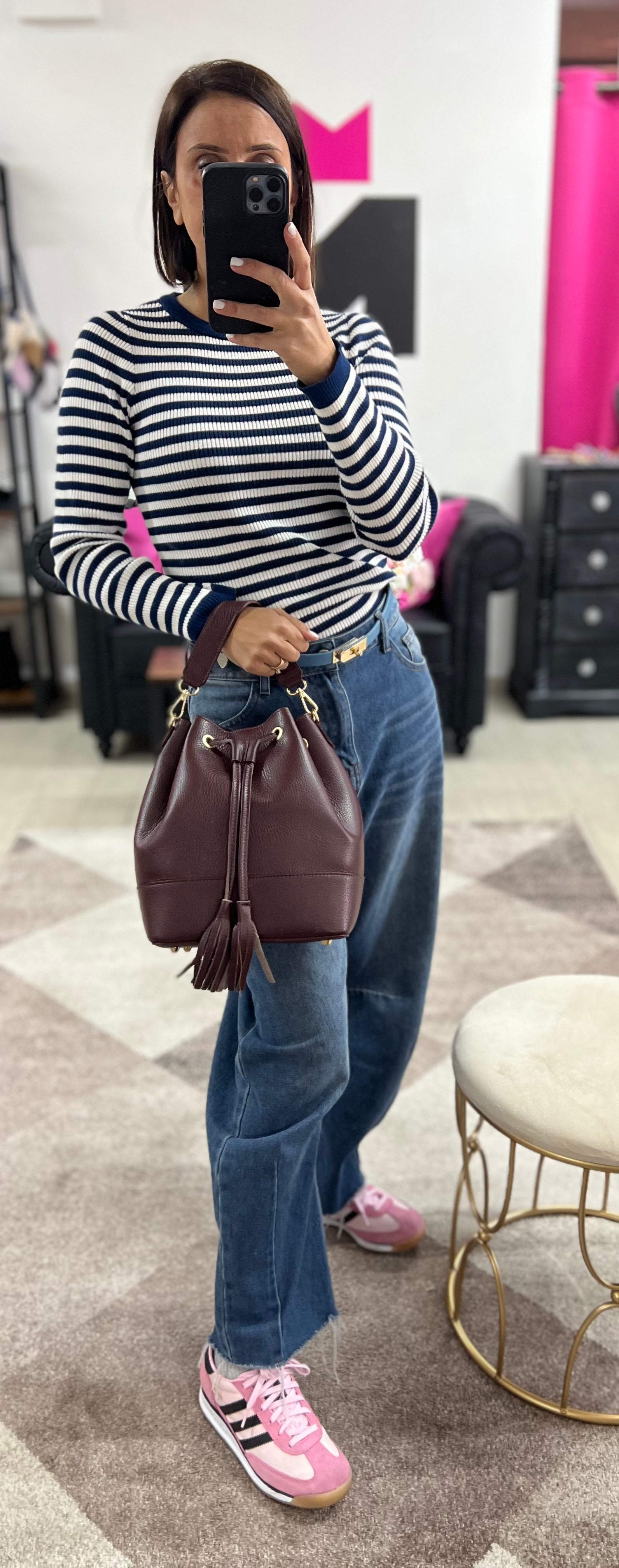 Sacchetto frange maxi bordeaux