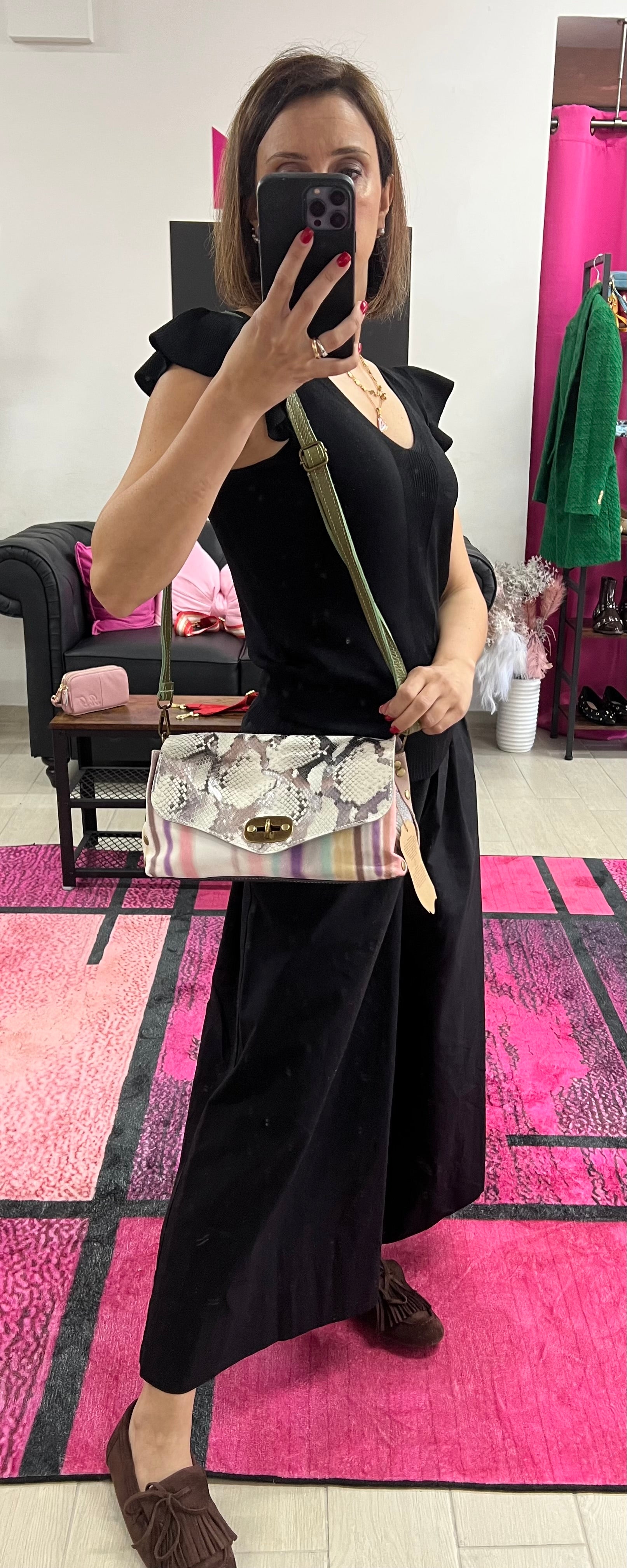 Country bag mini patchwork pyt grigio stra rosa