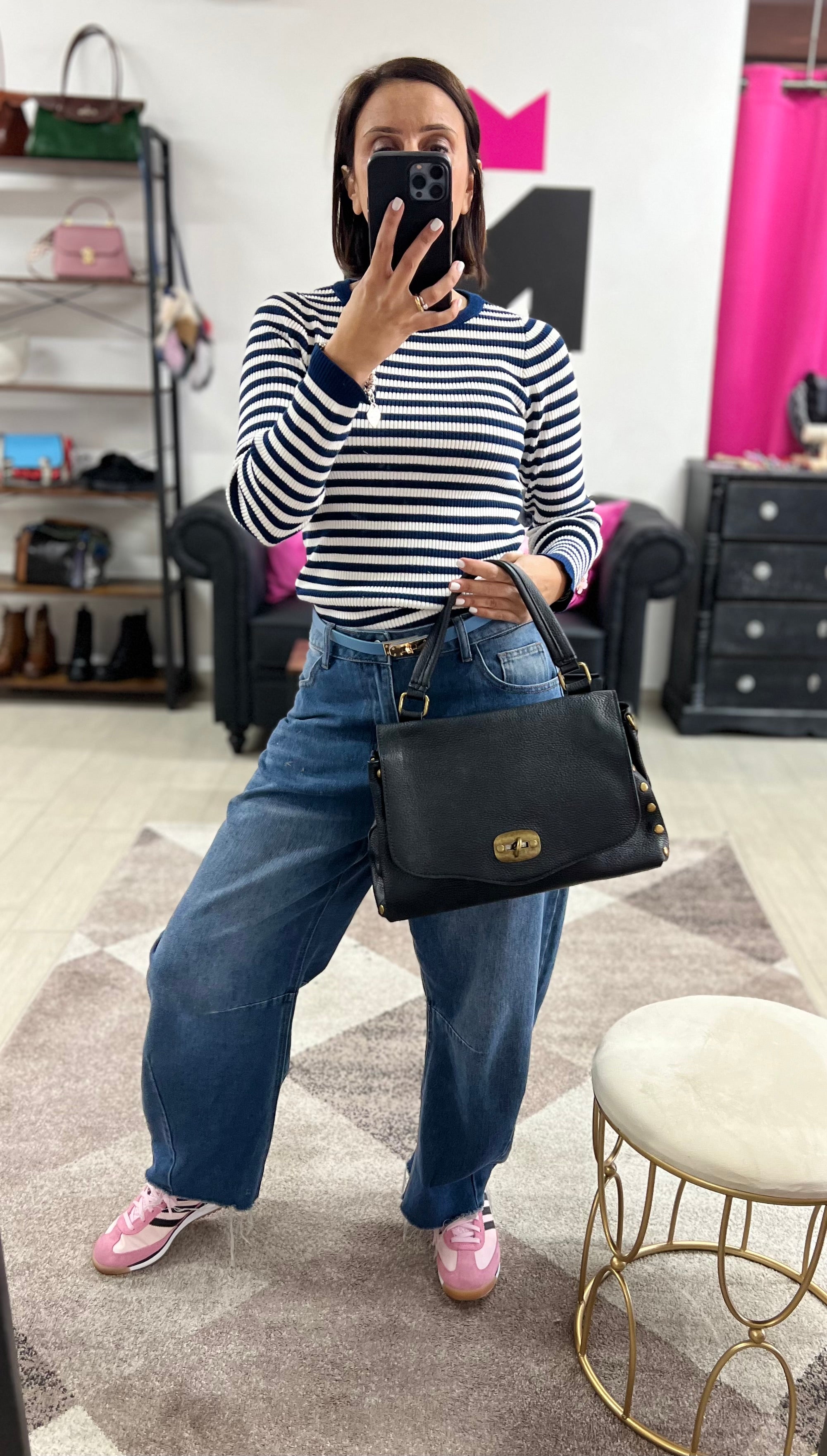 Country bag monocolore z media nero