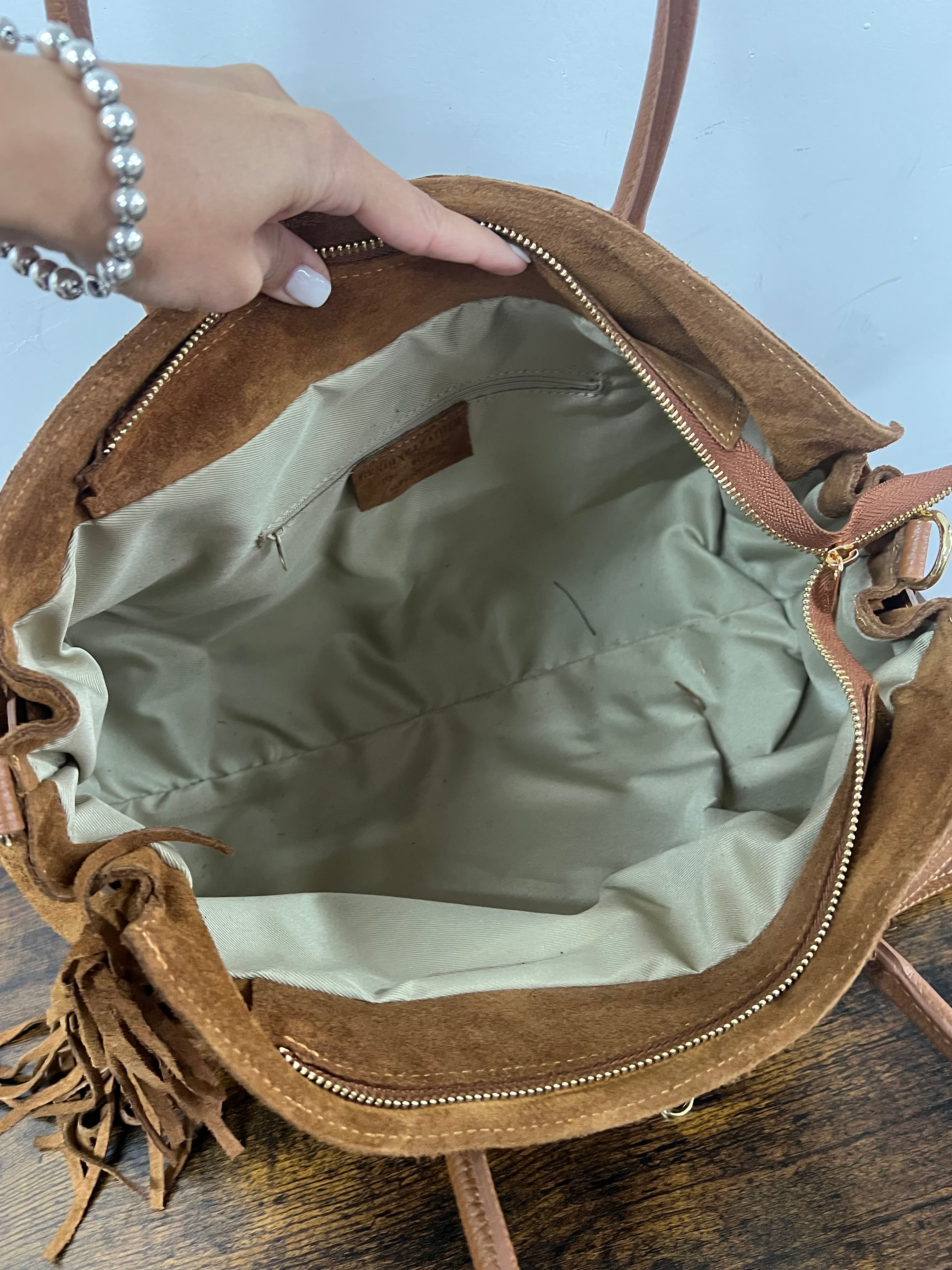 Shopper suede HORSE cuoio scuro