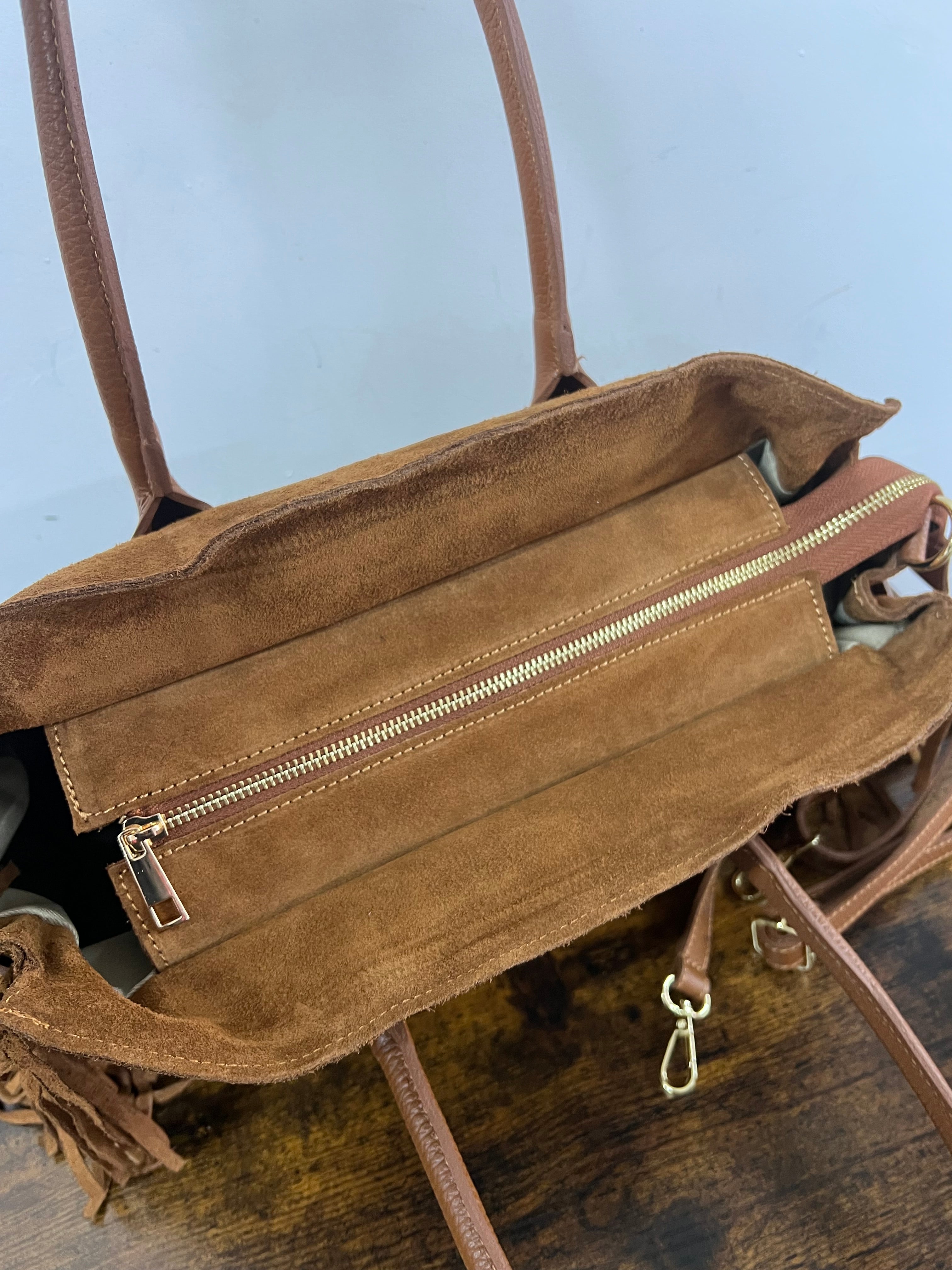 Shopper suede HORSE cuoio scuro