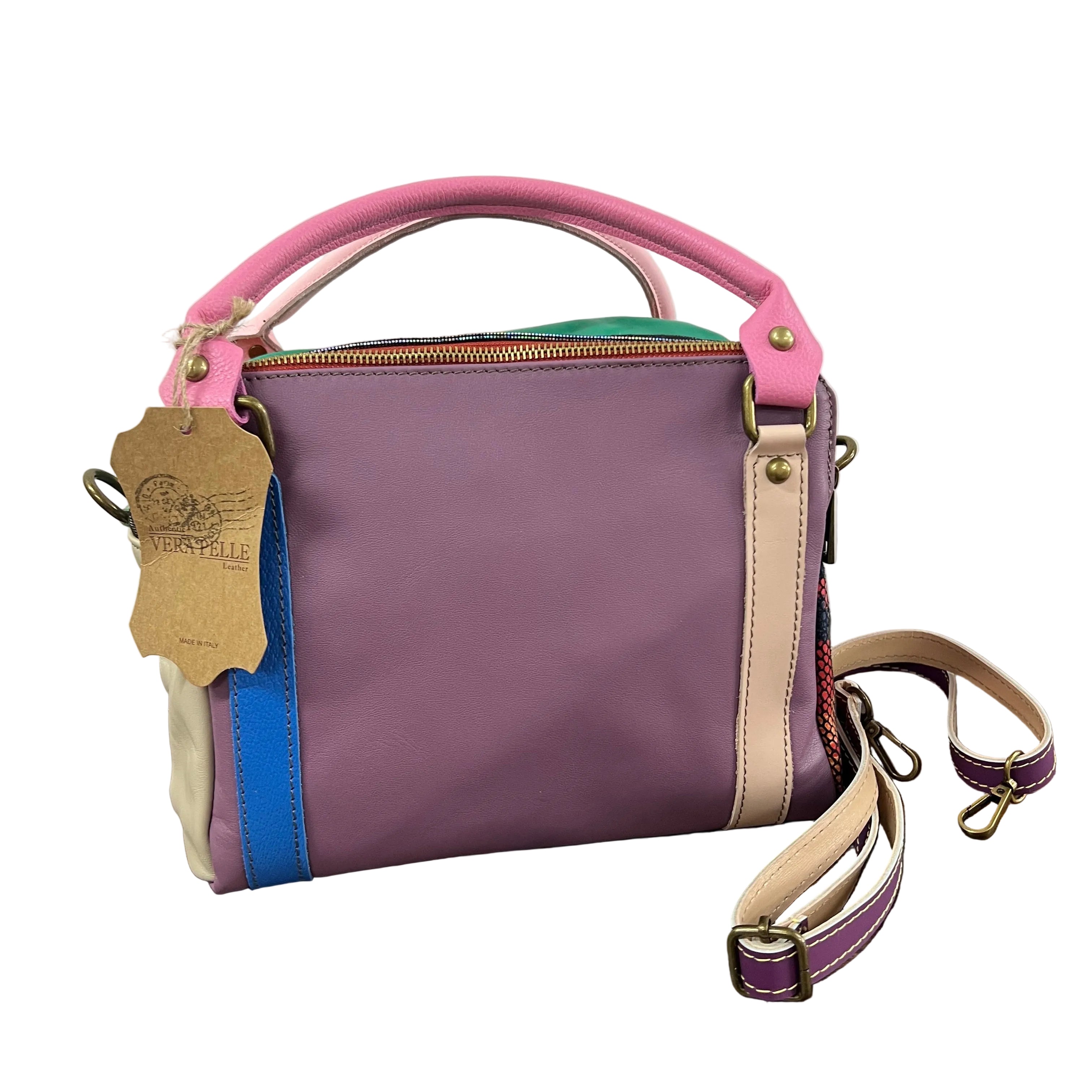 Country quadrotta patchwork viola tenue e arancio