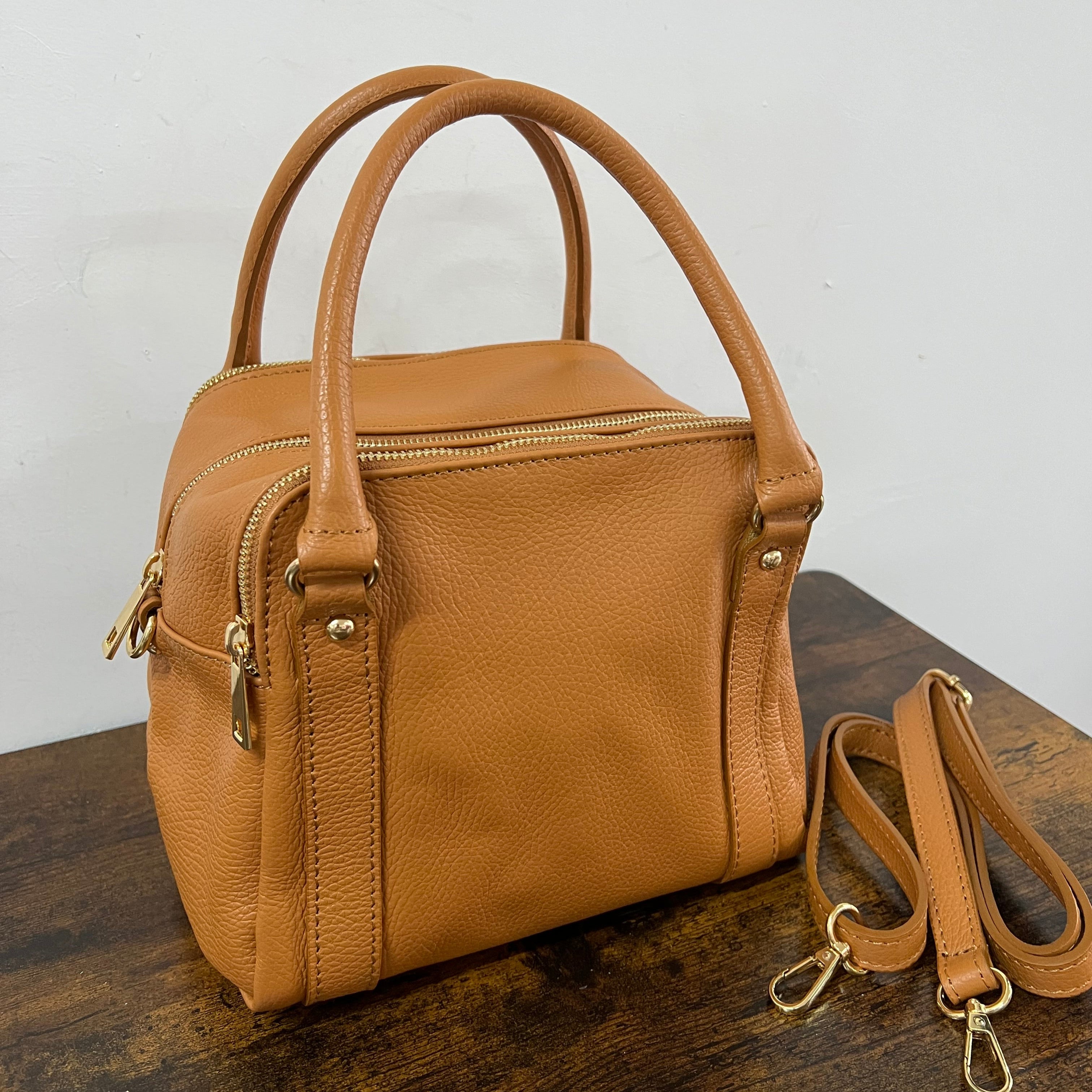 Country ab quadrotta z monocolore cuoio chiaro