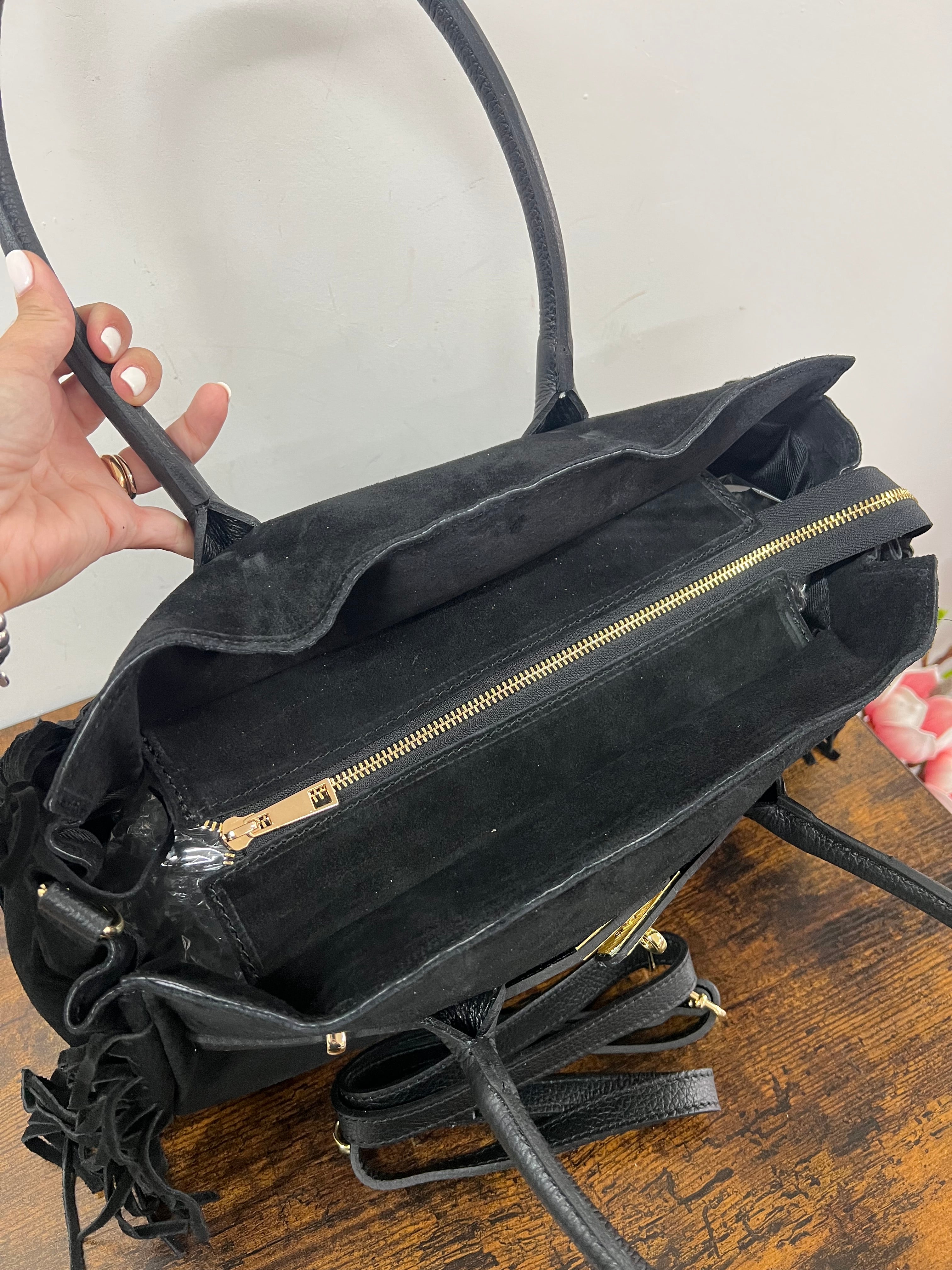 Shopper suede HORSE nero