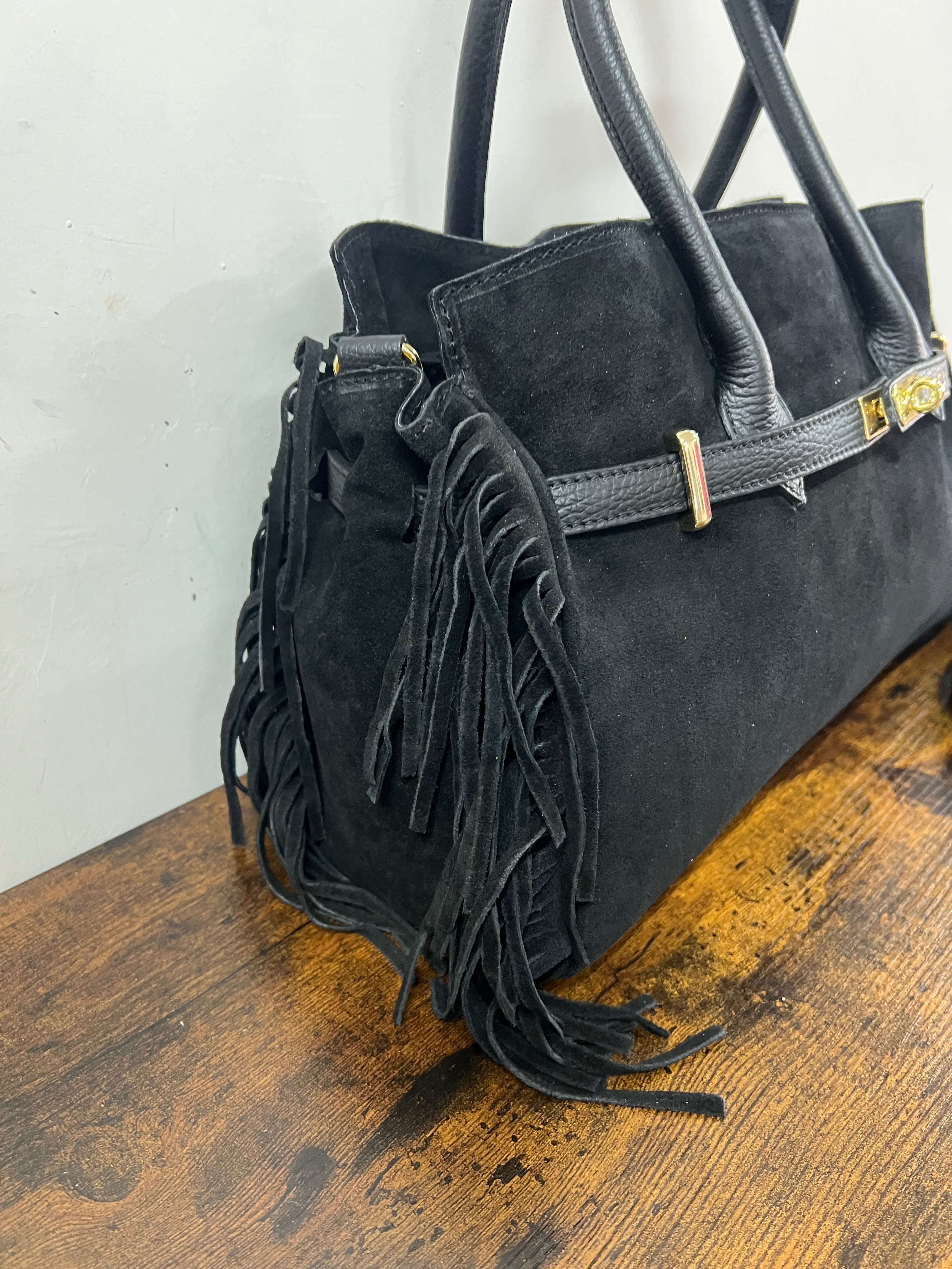 Shopper suede HORSE nero