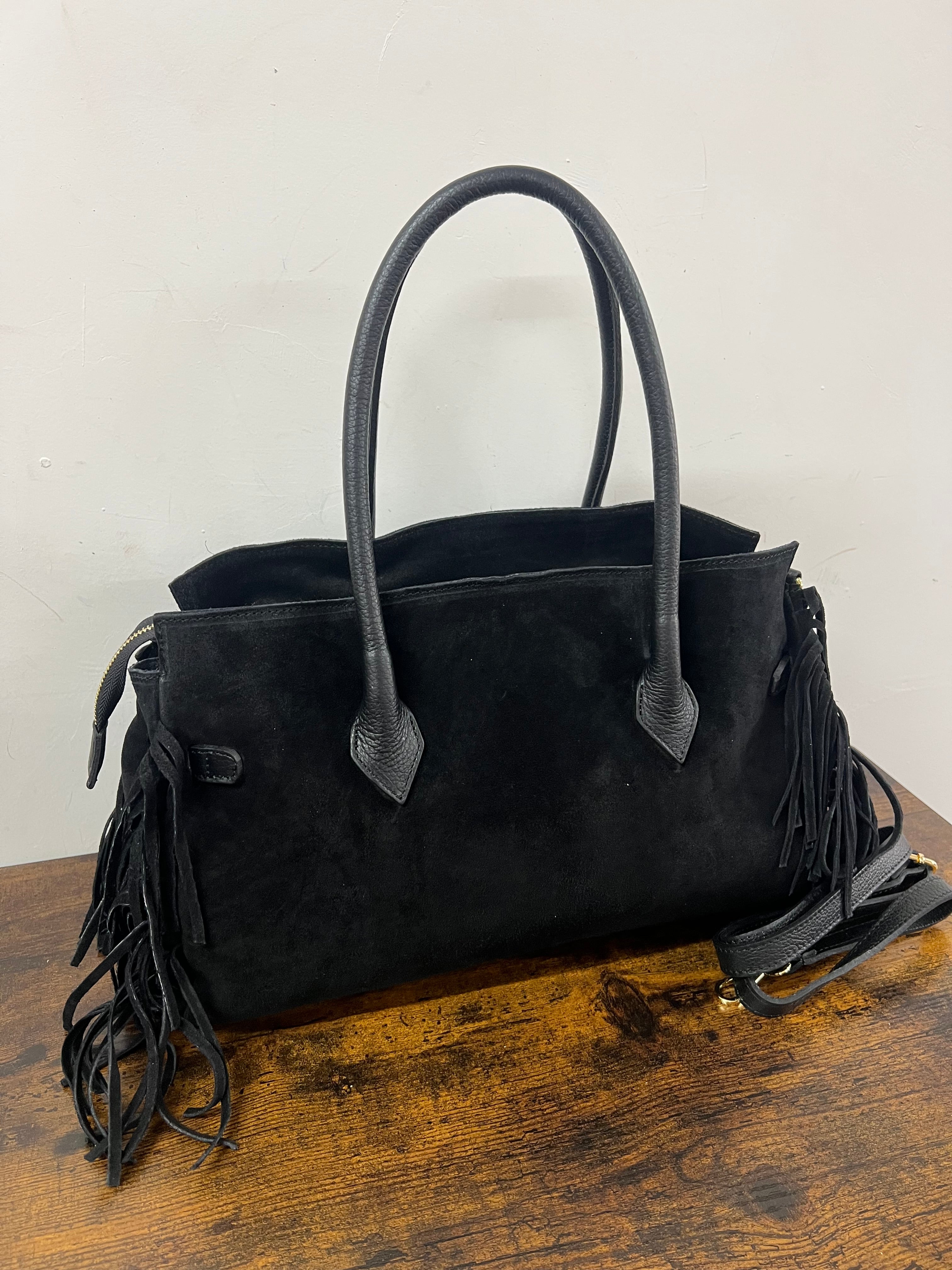 Shopper suede HORSE nero