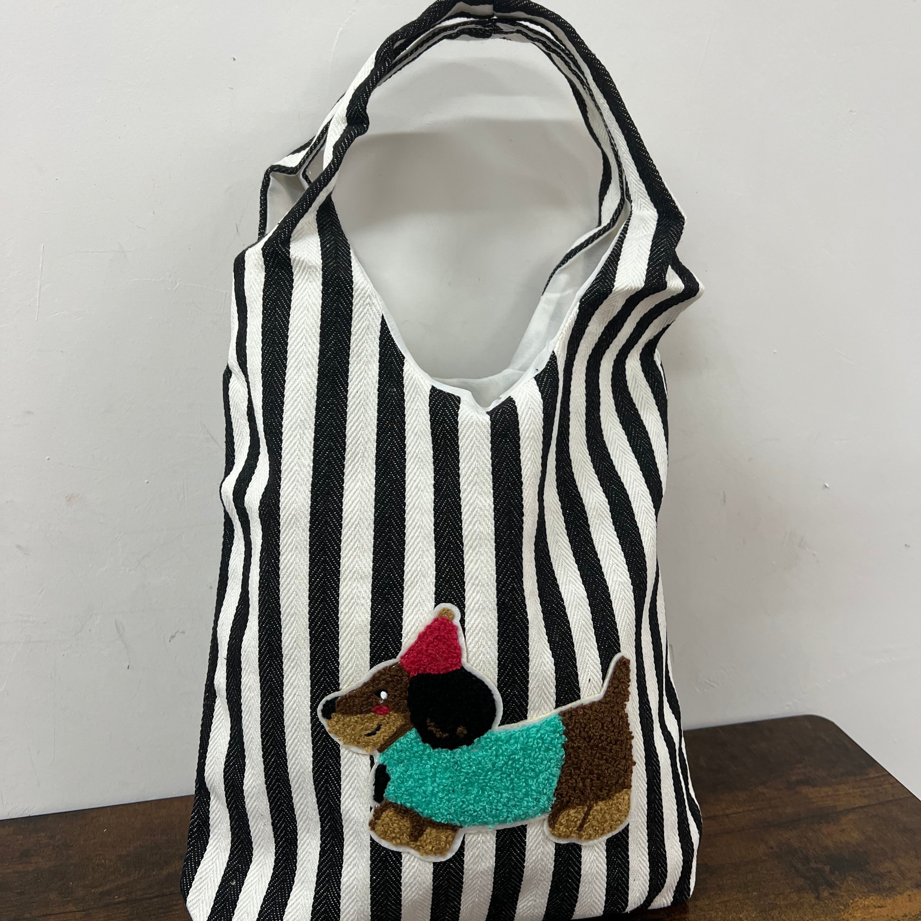 Shopper bassotto righe nero