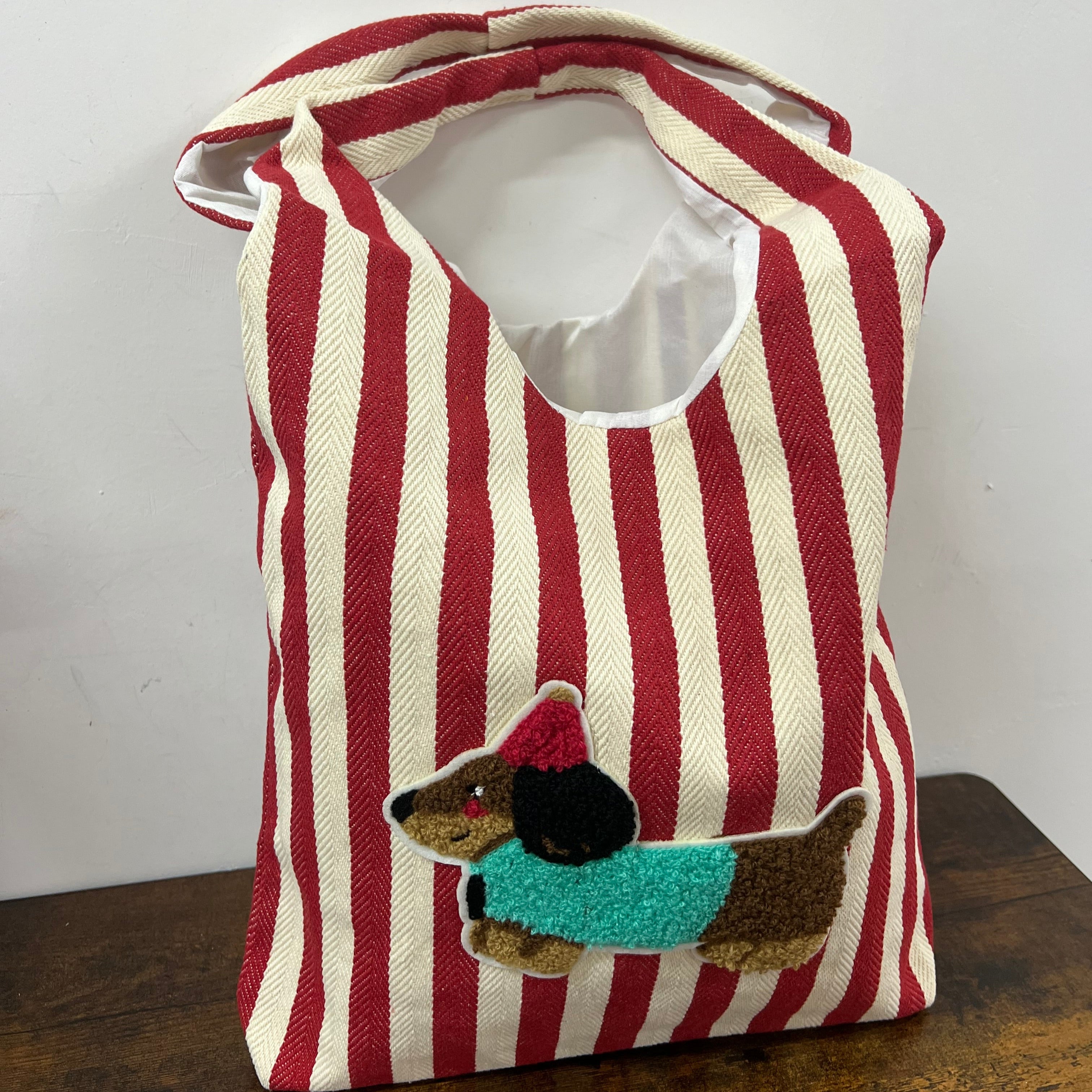 Shopper bassotto righe rosso