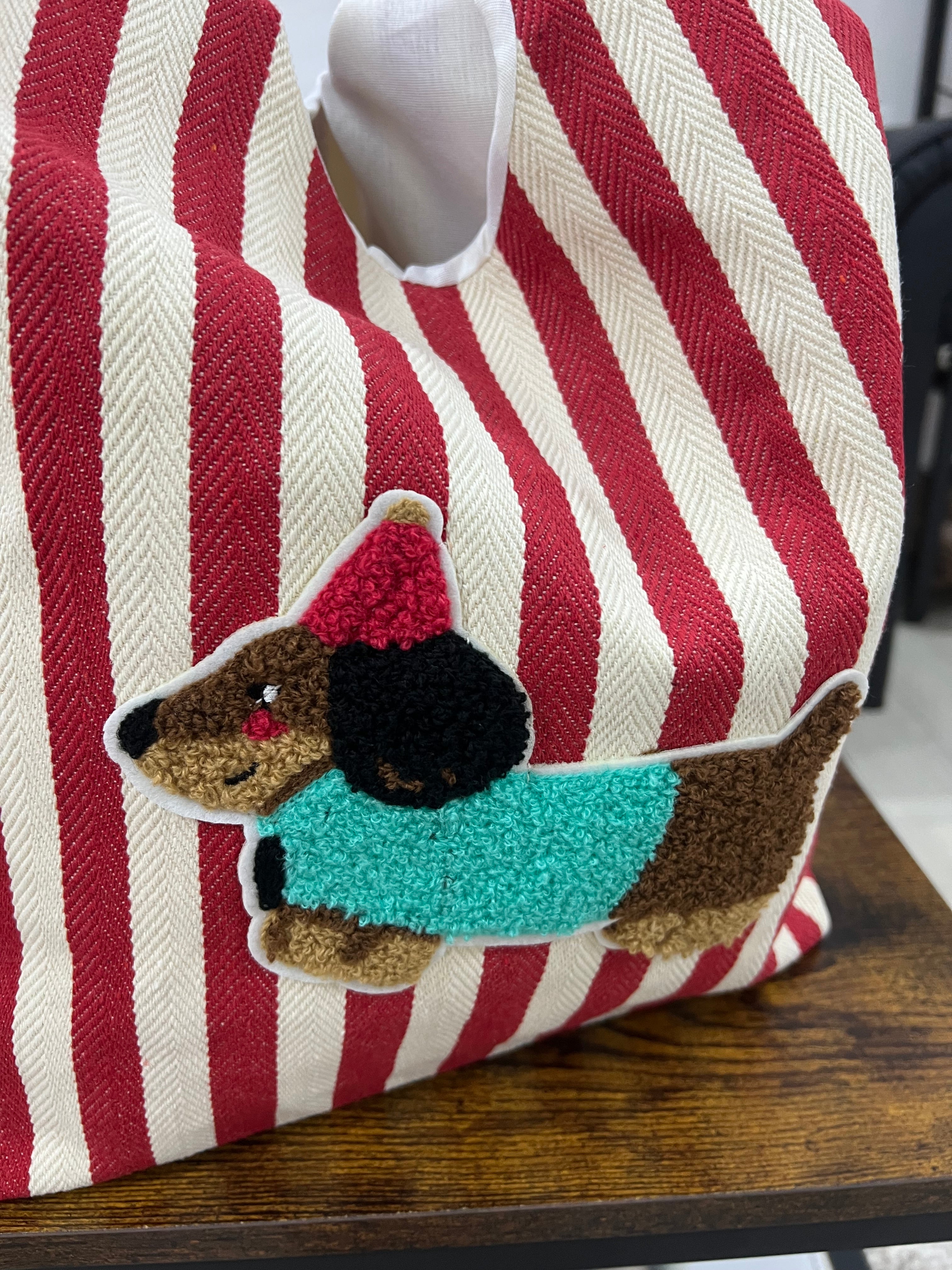 Shopper bassotto righe rosso