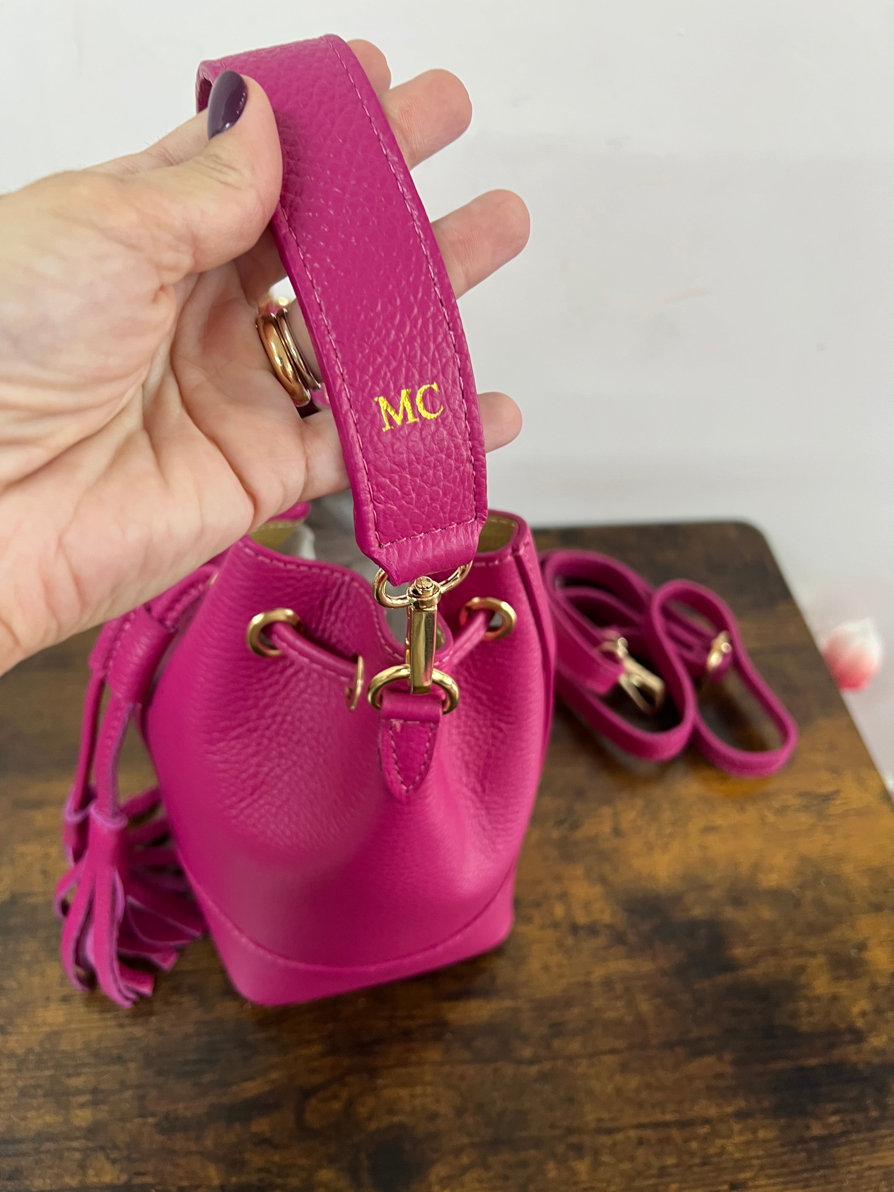 Sacchetto frange mini fucsia