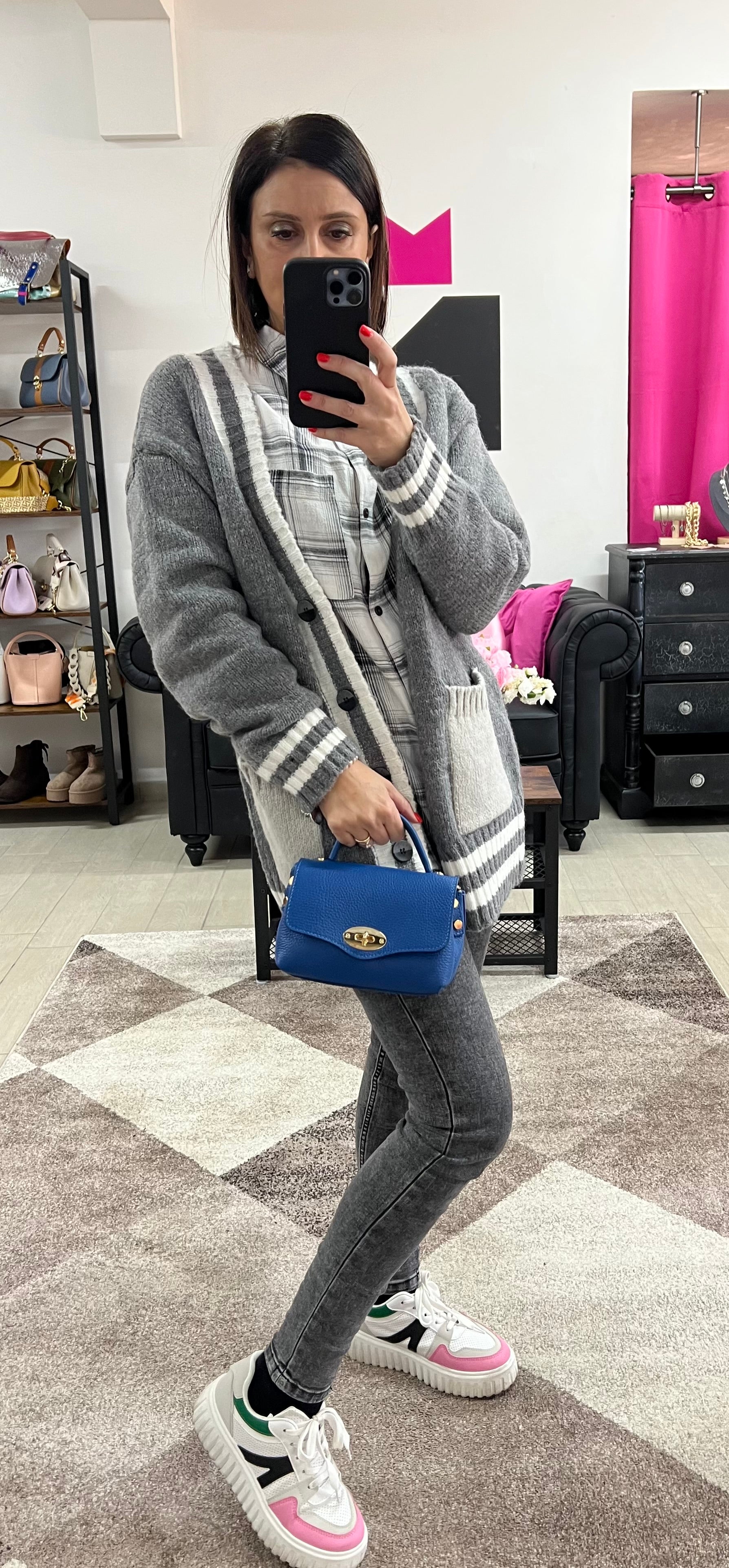 Country bag monocolore z pocket blu elettrico