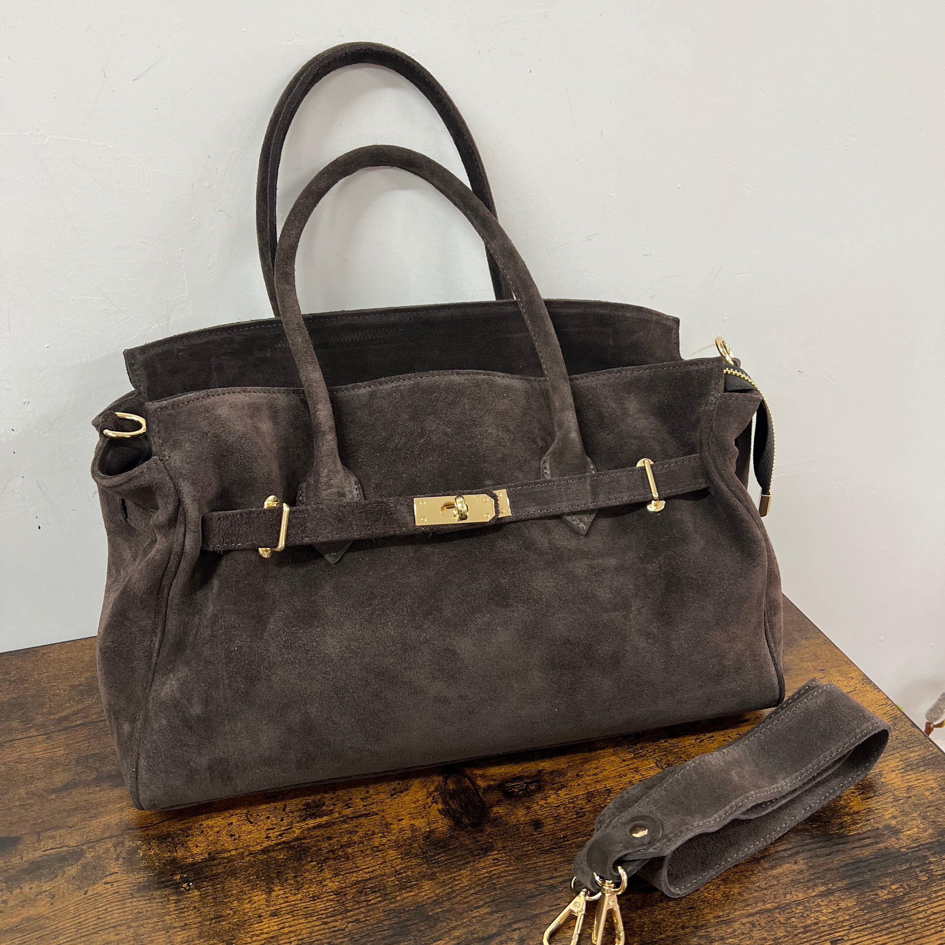 Shopper Horse suede basic testa di moro