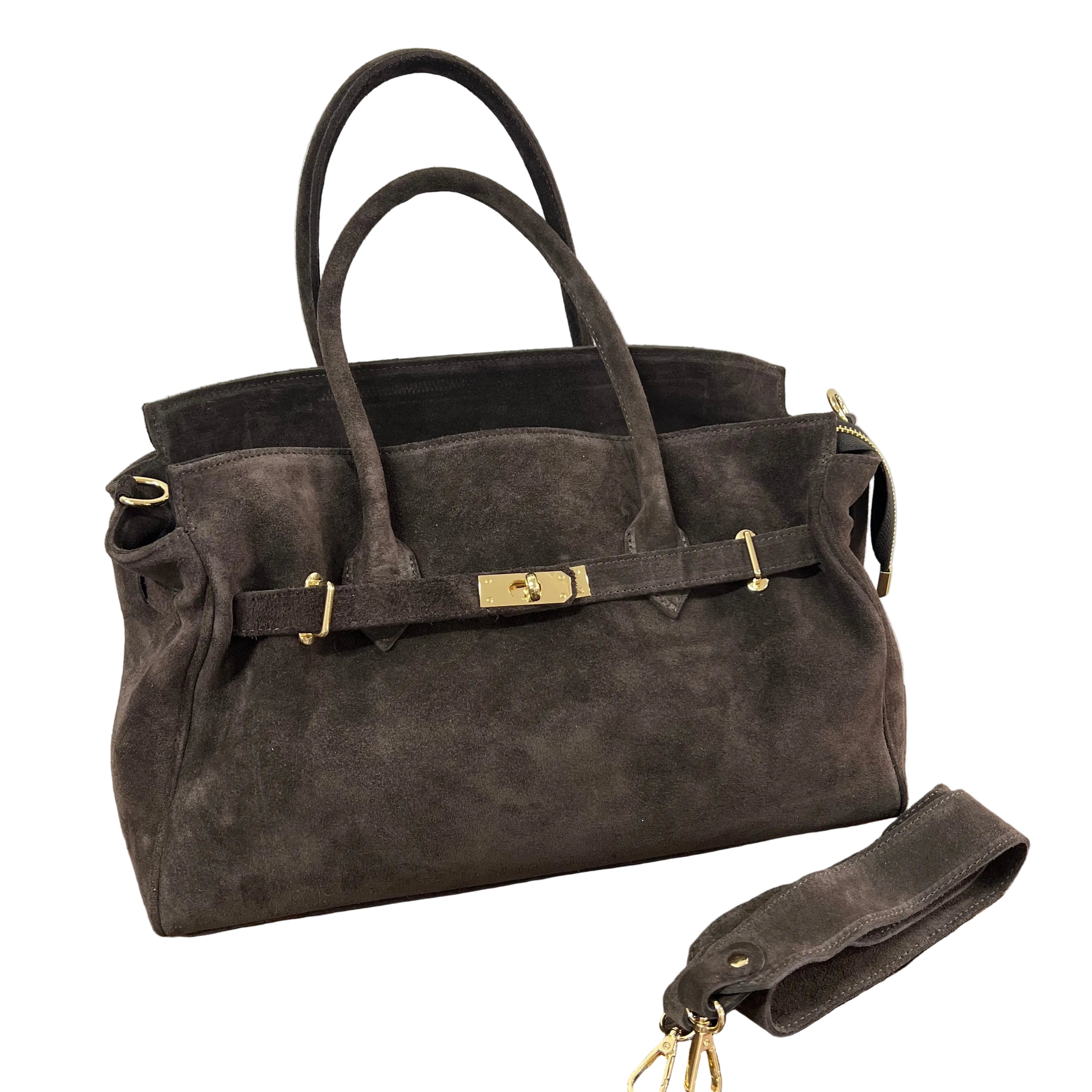 Shopper horse suede basic testa di moro