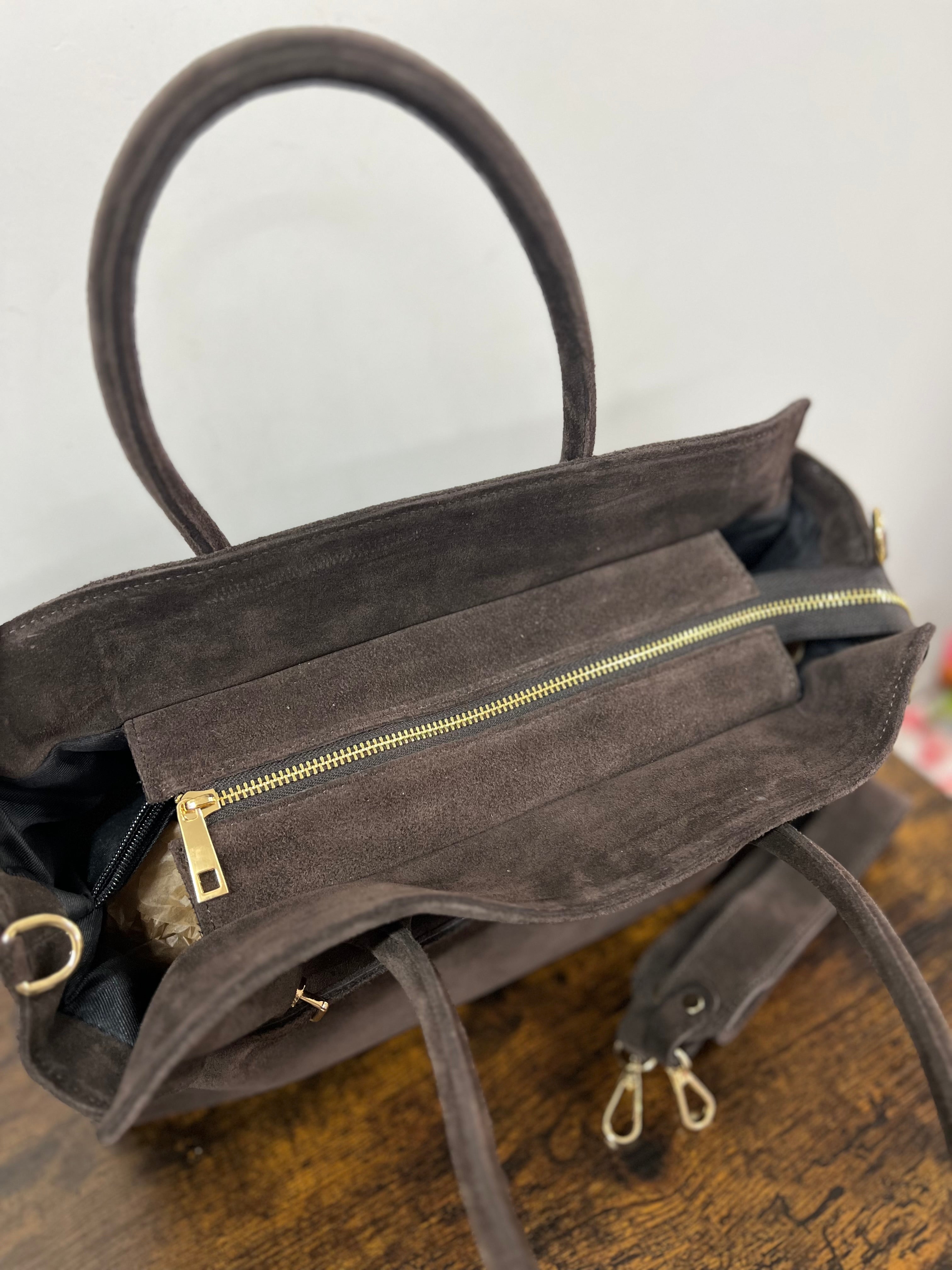 Shopper horse suede basic testa di moro