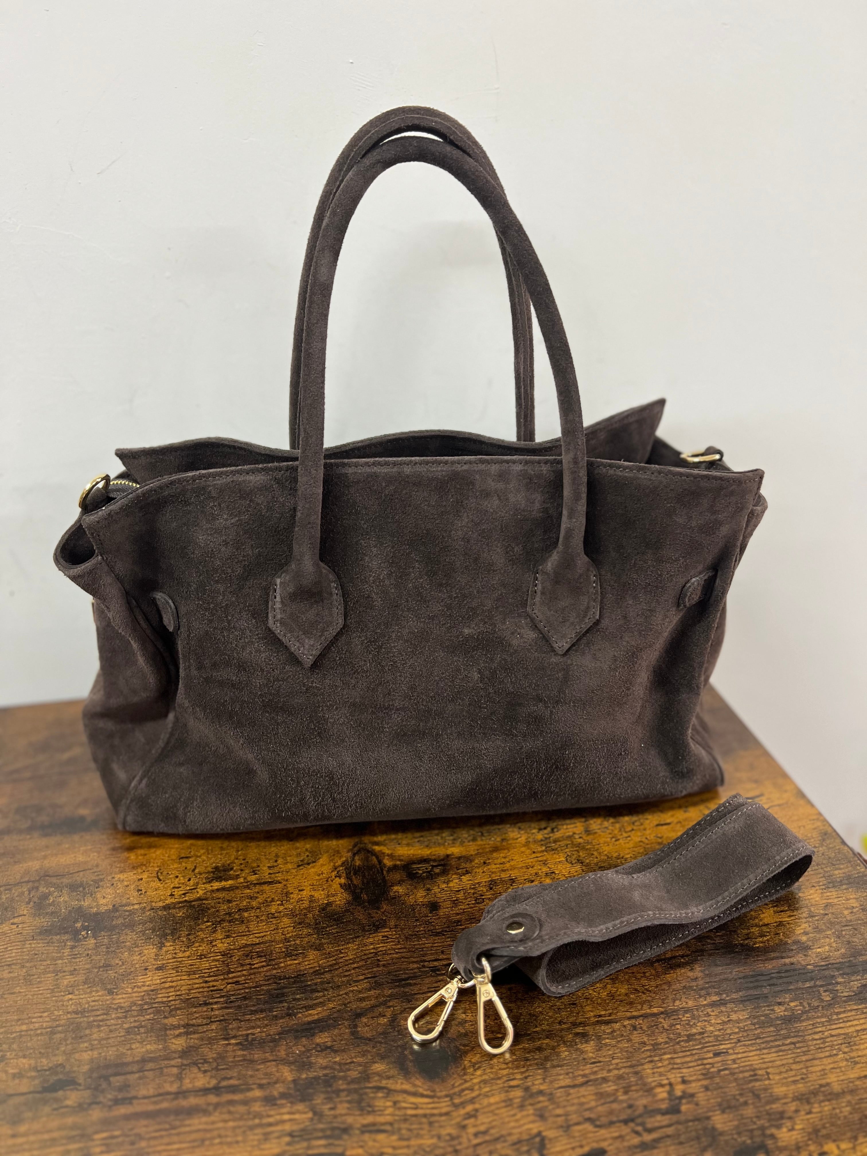 Shopper Horse suede basic testa di moro