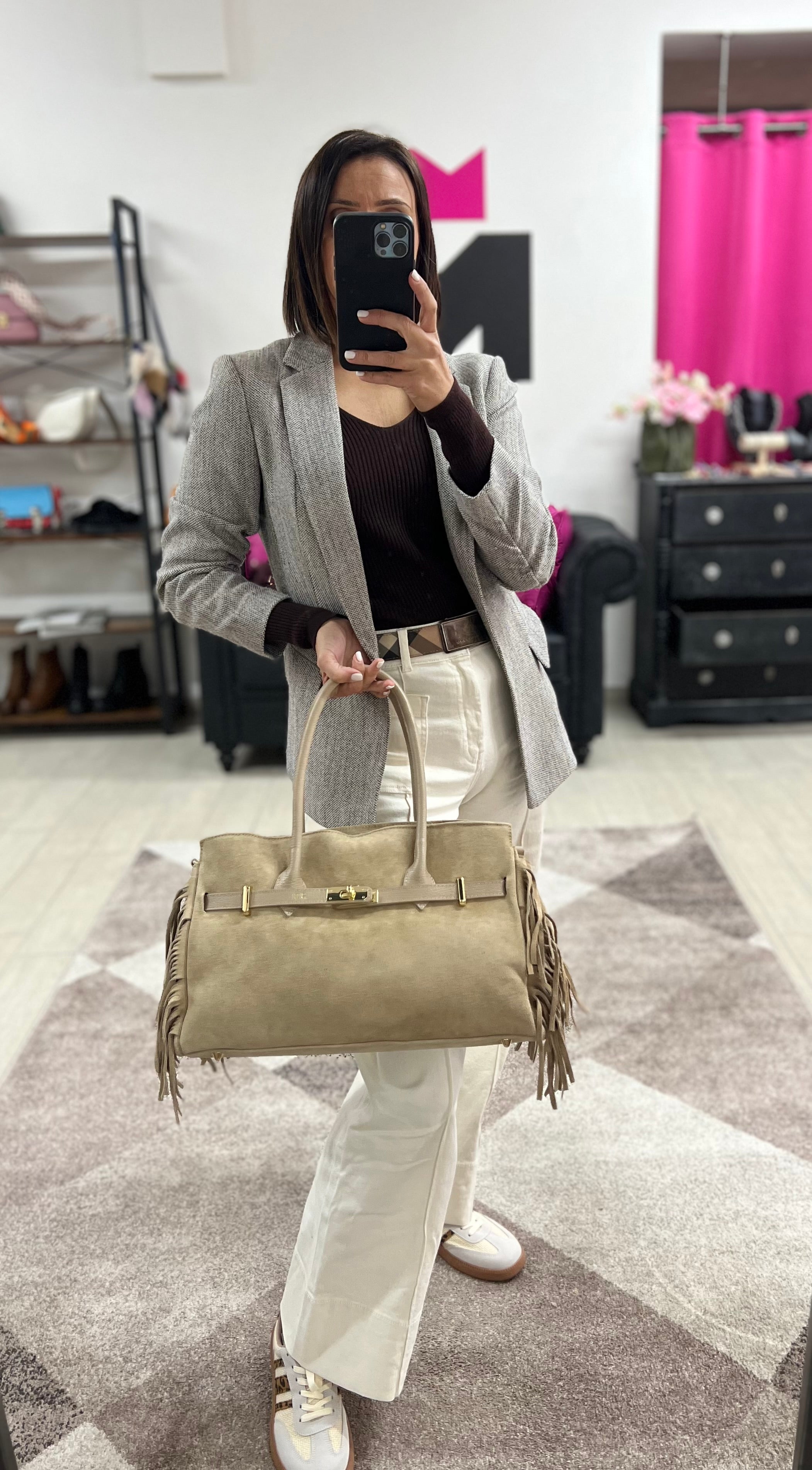 Shopper horse suede tortora