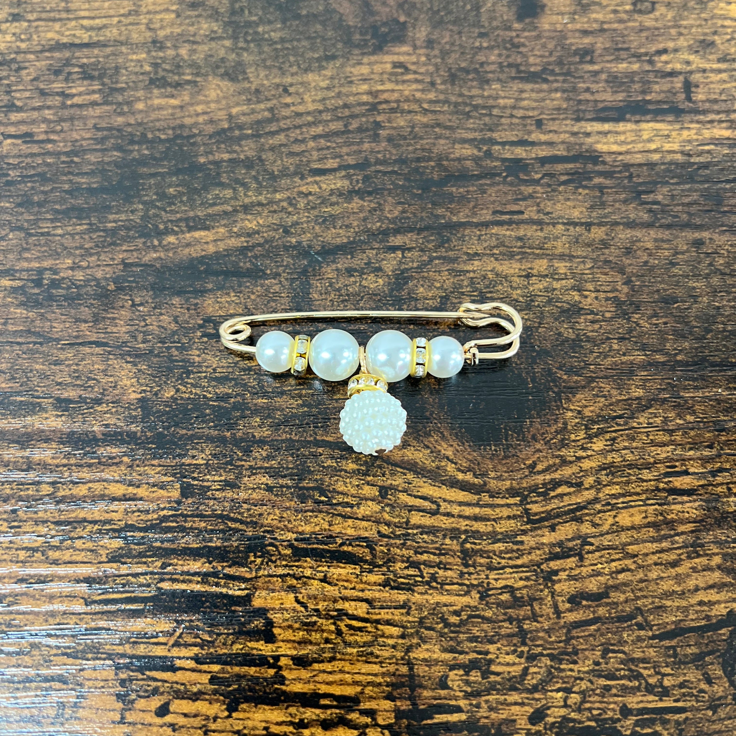 White pearl safety pin