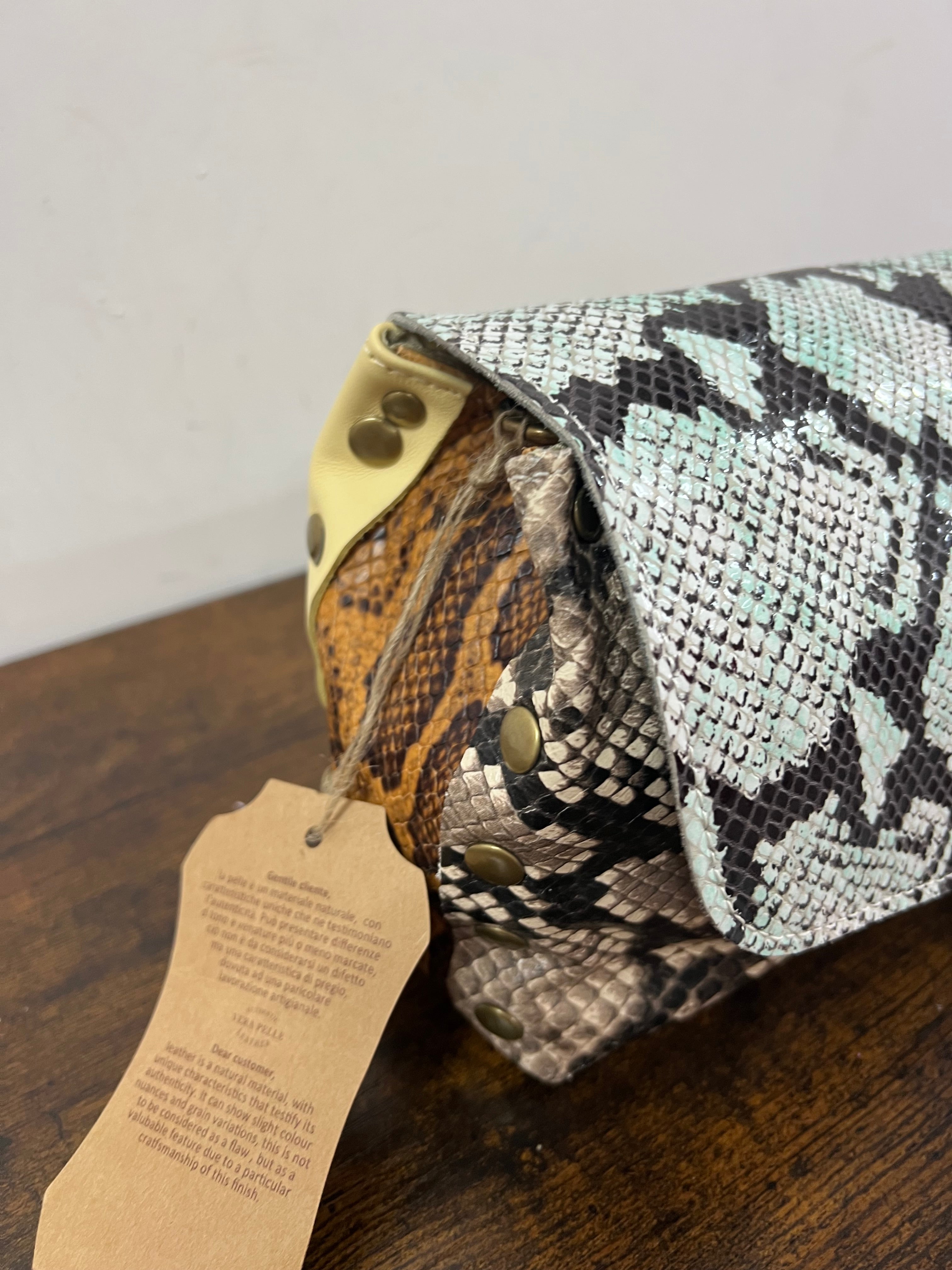 Country bag mini patchwork verde acqua e pyt taupe