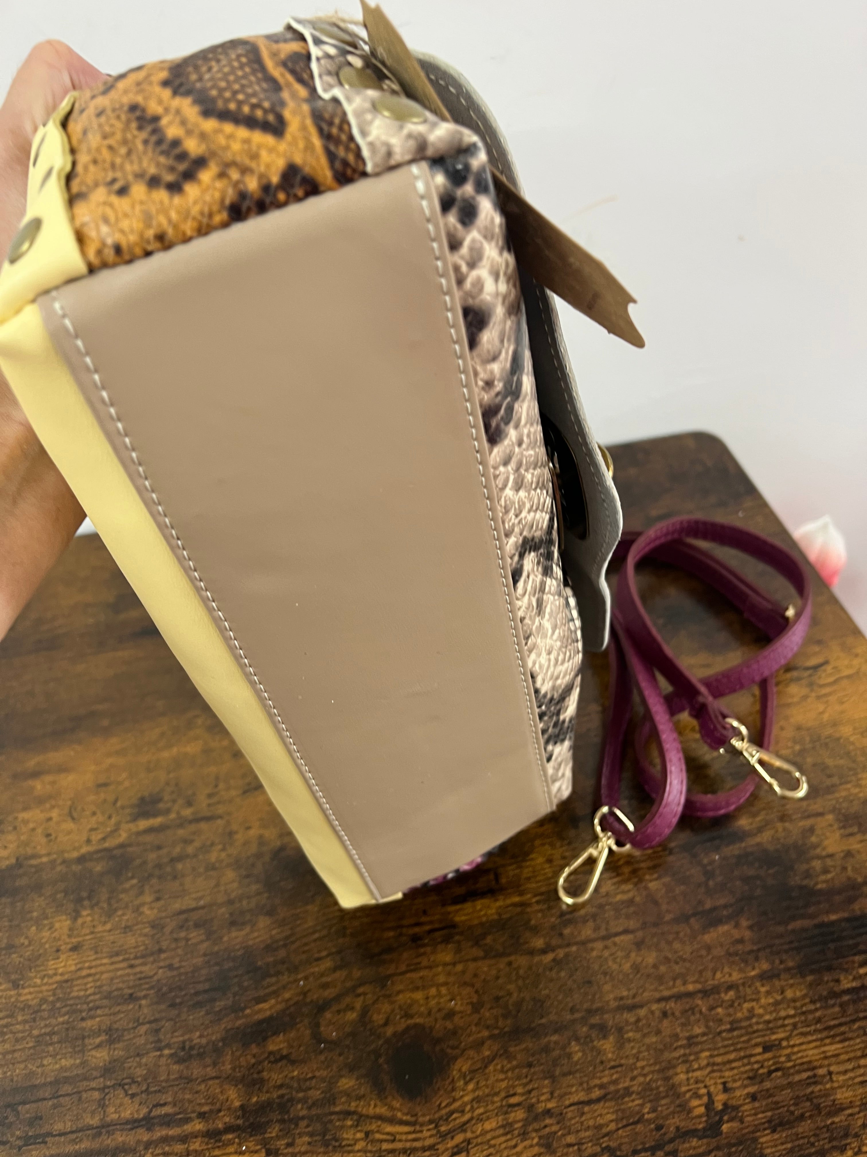Country bag mini patchwork verde acqua e pyt taupe