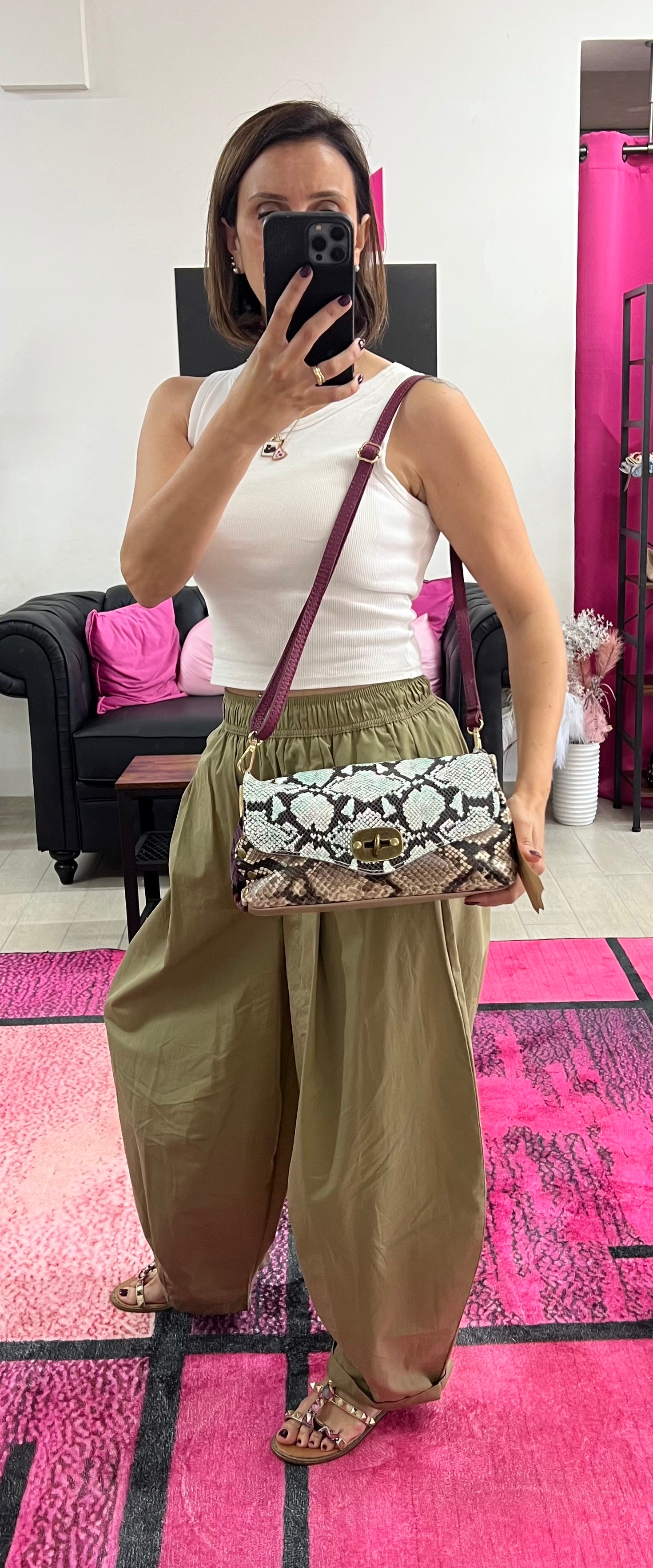 Country bag mini patchwork verde acqua e pyt taupe