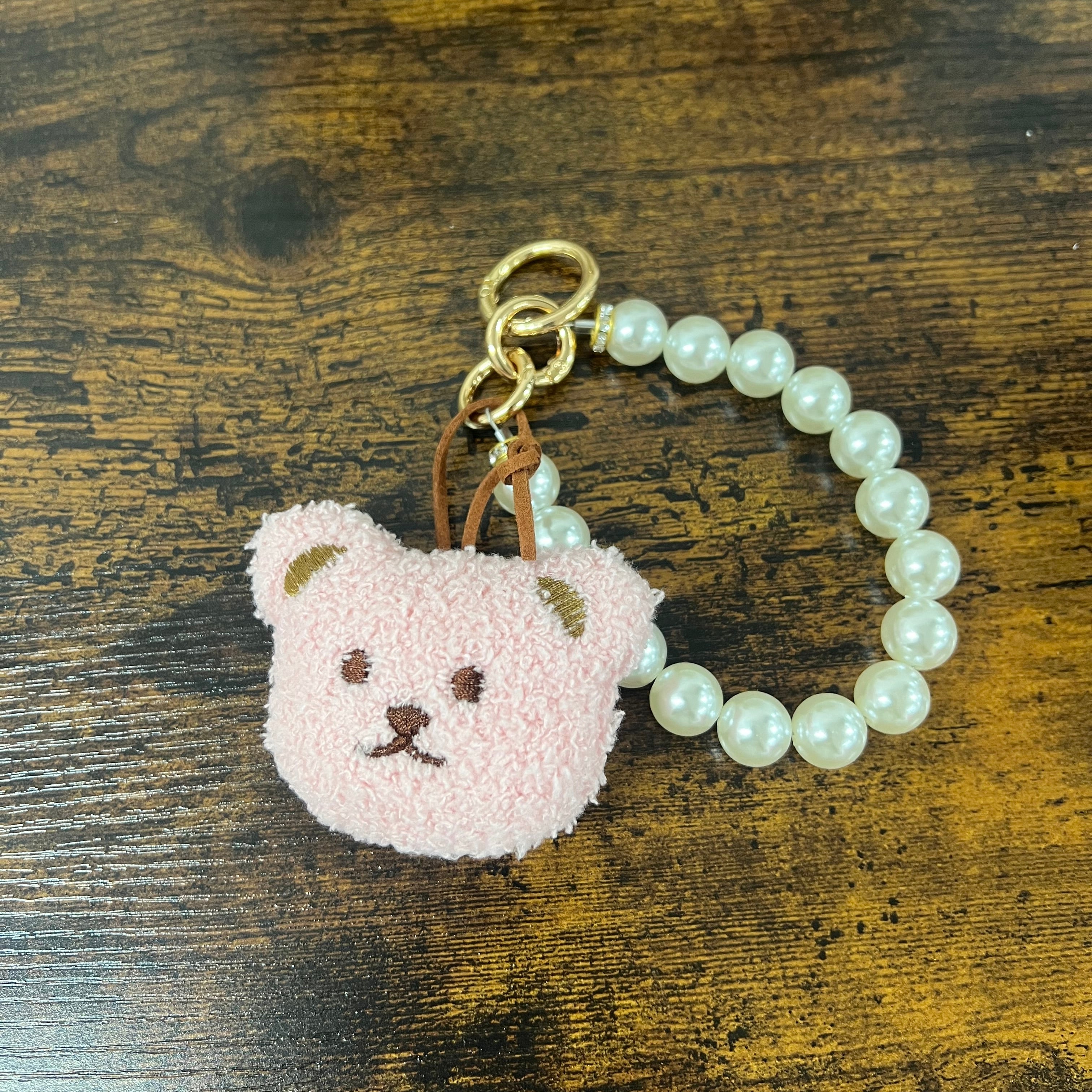 Portachiavi teddy rosa e perle