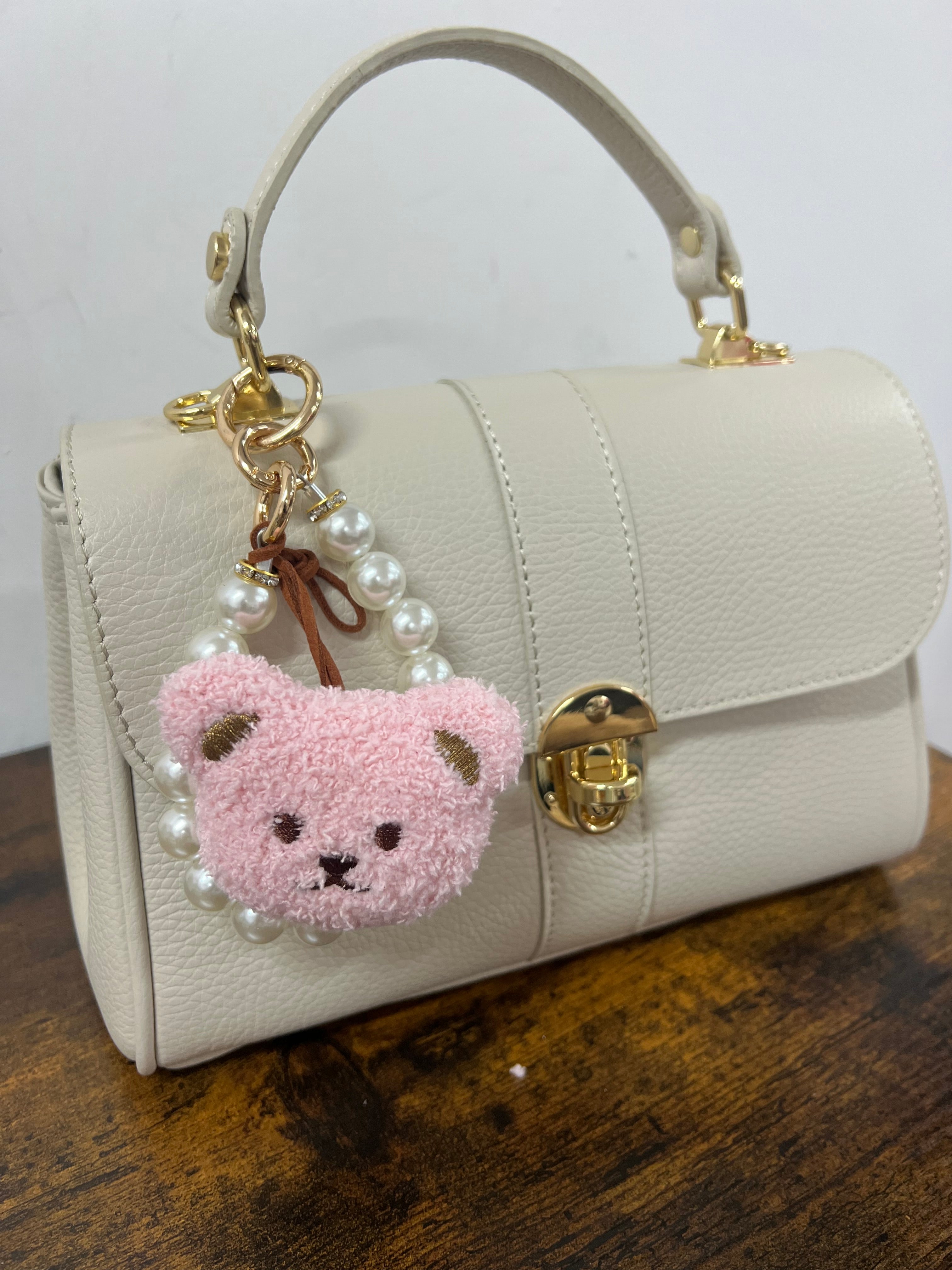 Portachiavi teddy rosa e perle