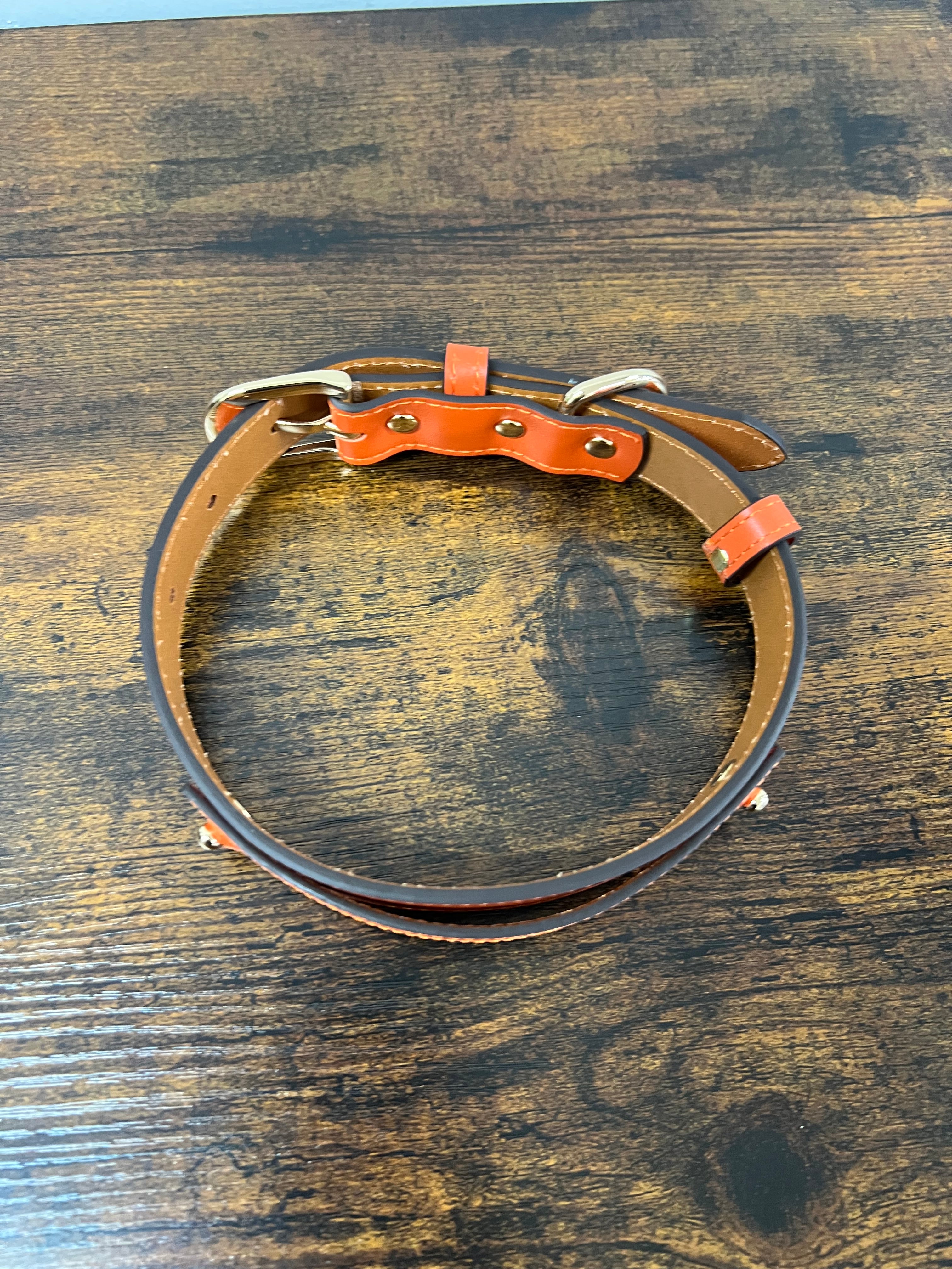 Collare in vera pelle arancio