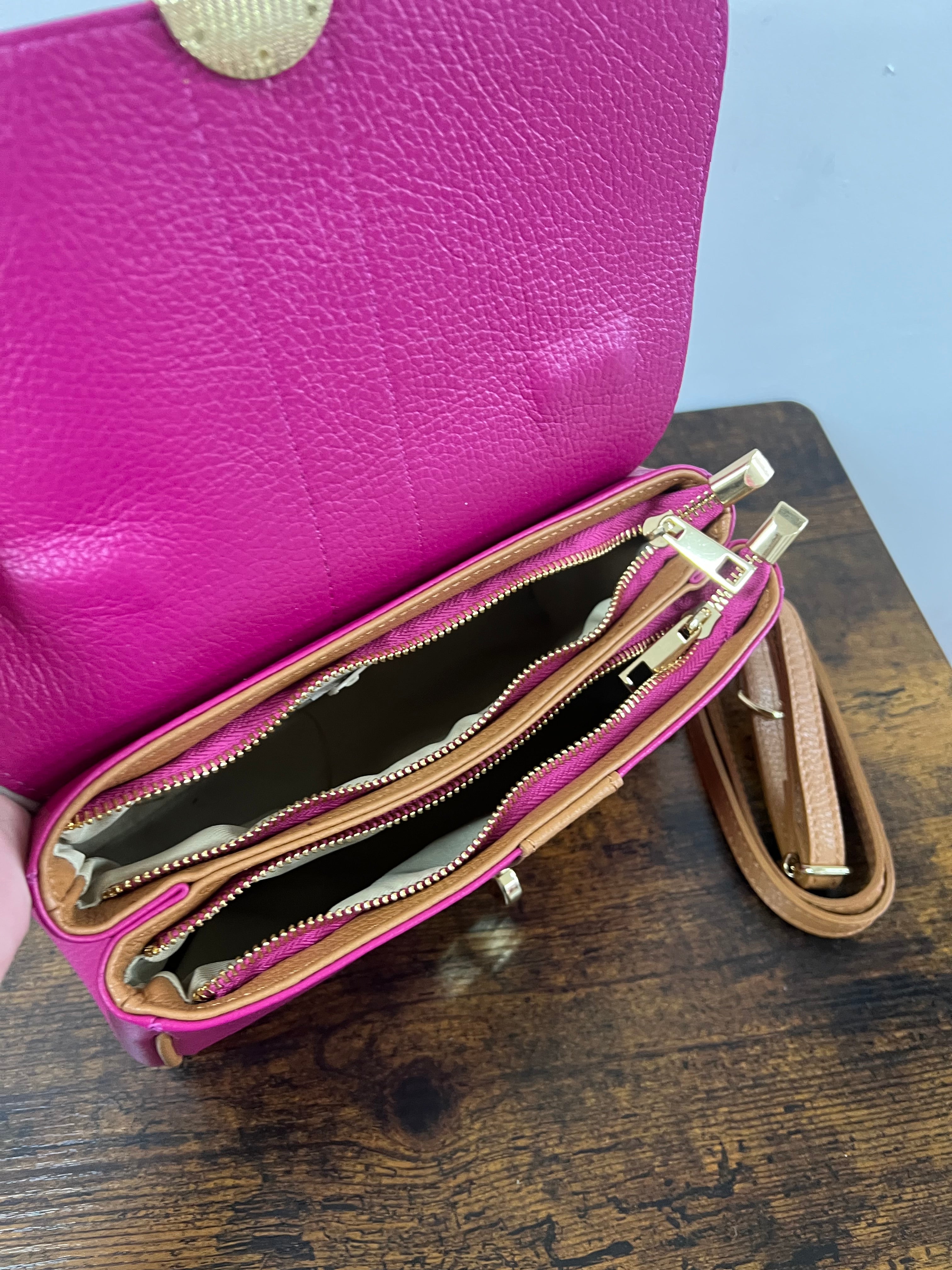 Valigetta Trilly fucsia e cuoio chiaro