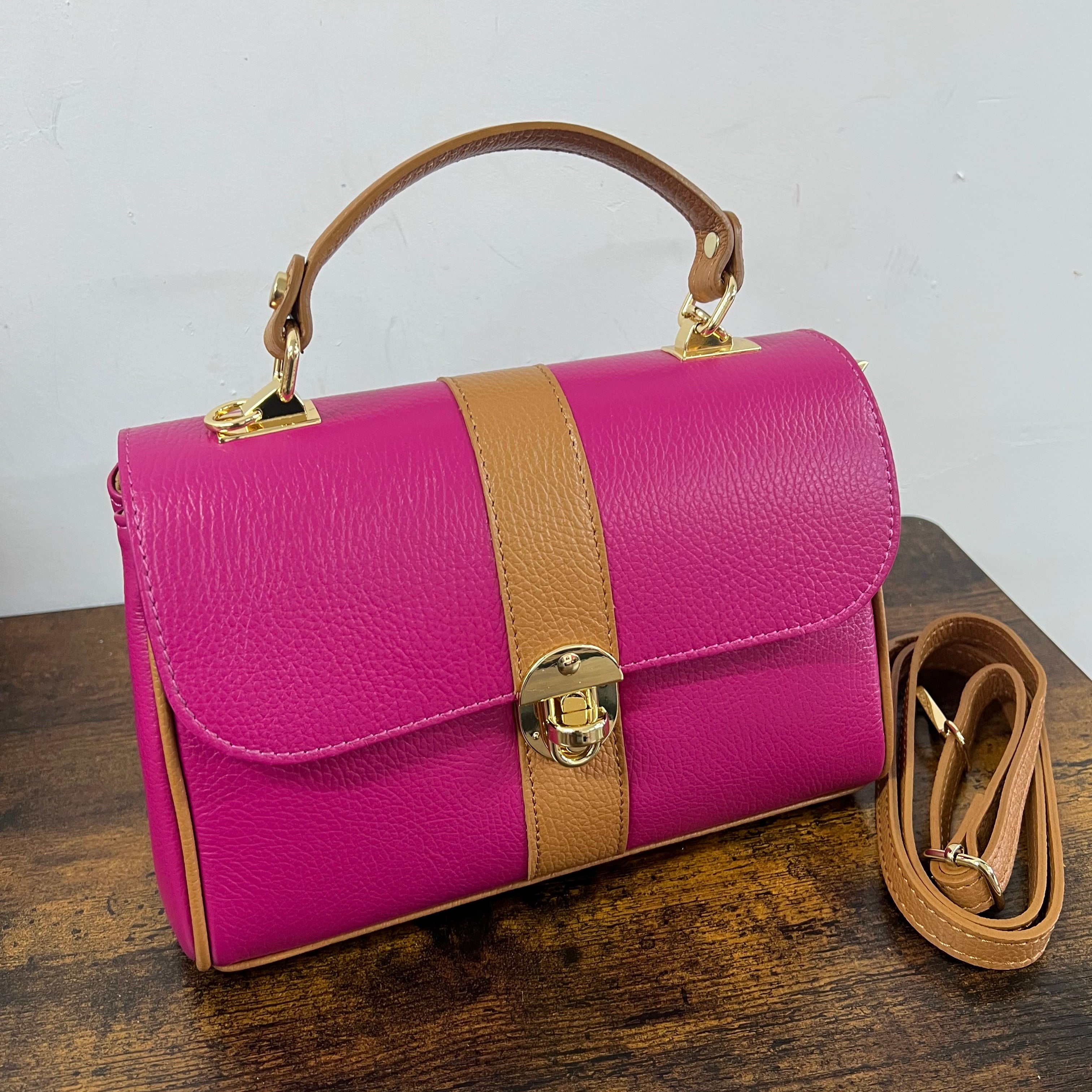 Valigetta Trilly fucsia e cuoio chiaro