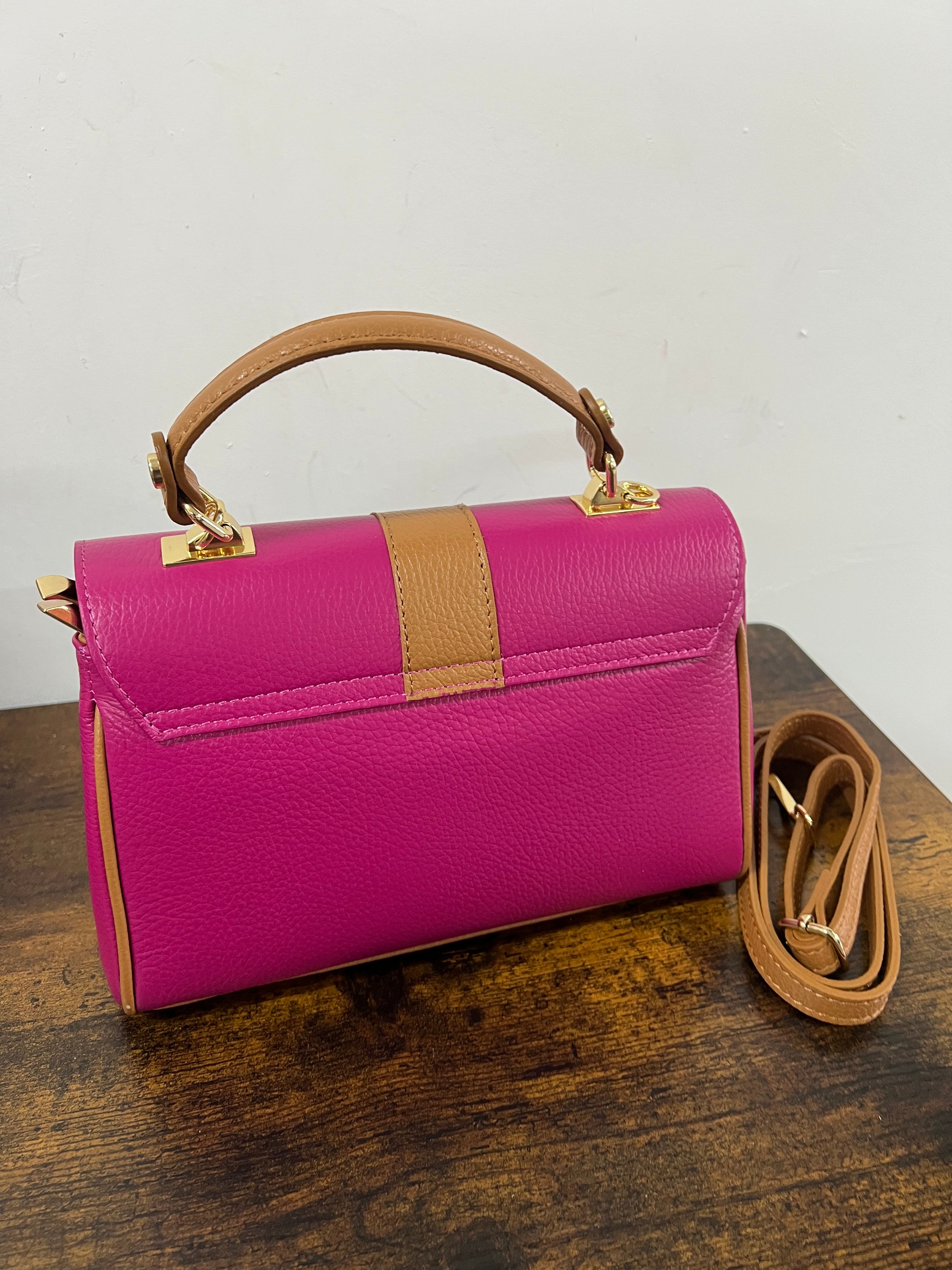 Valigetta Trilly fucsia e cuoio chiaro