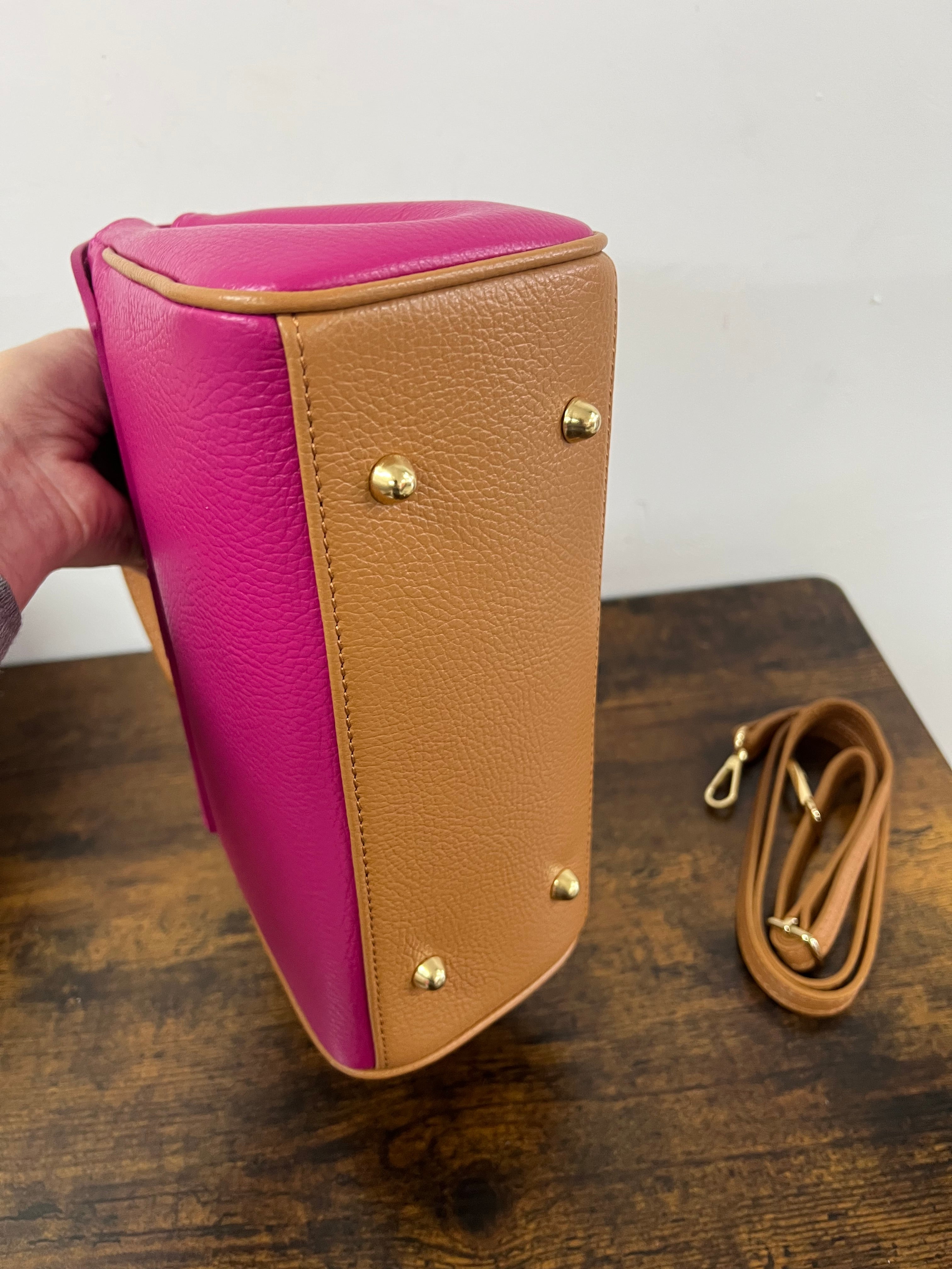 Valigetta Trilly fucsia e cuoio chiaro