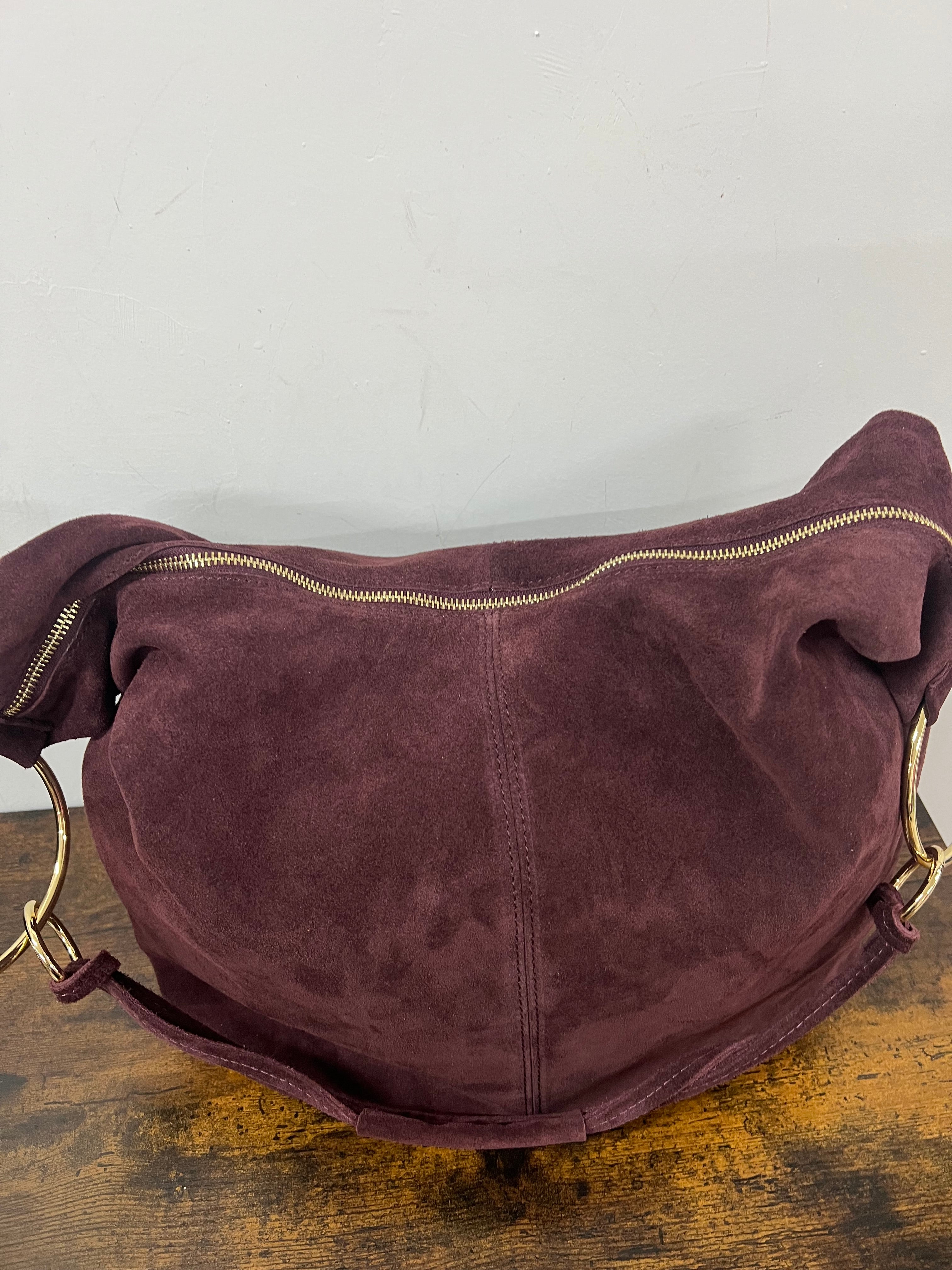 Shopper anelli extra suede vinaccia