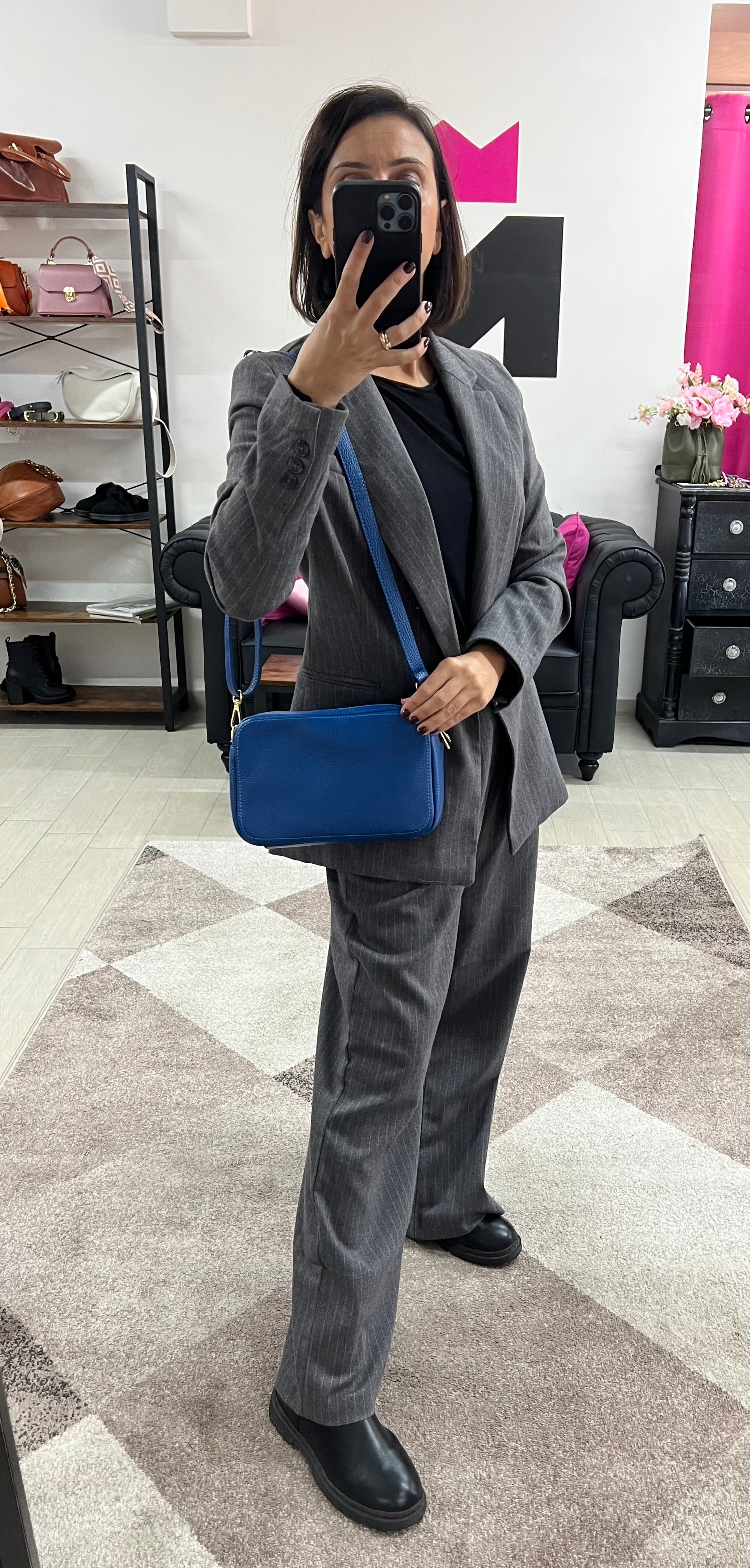 Electric blue maxi camera bag