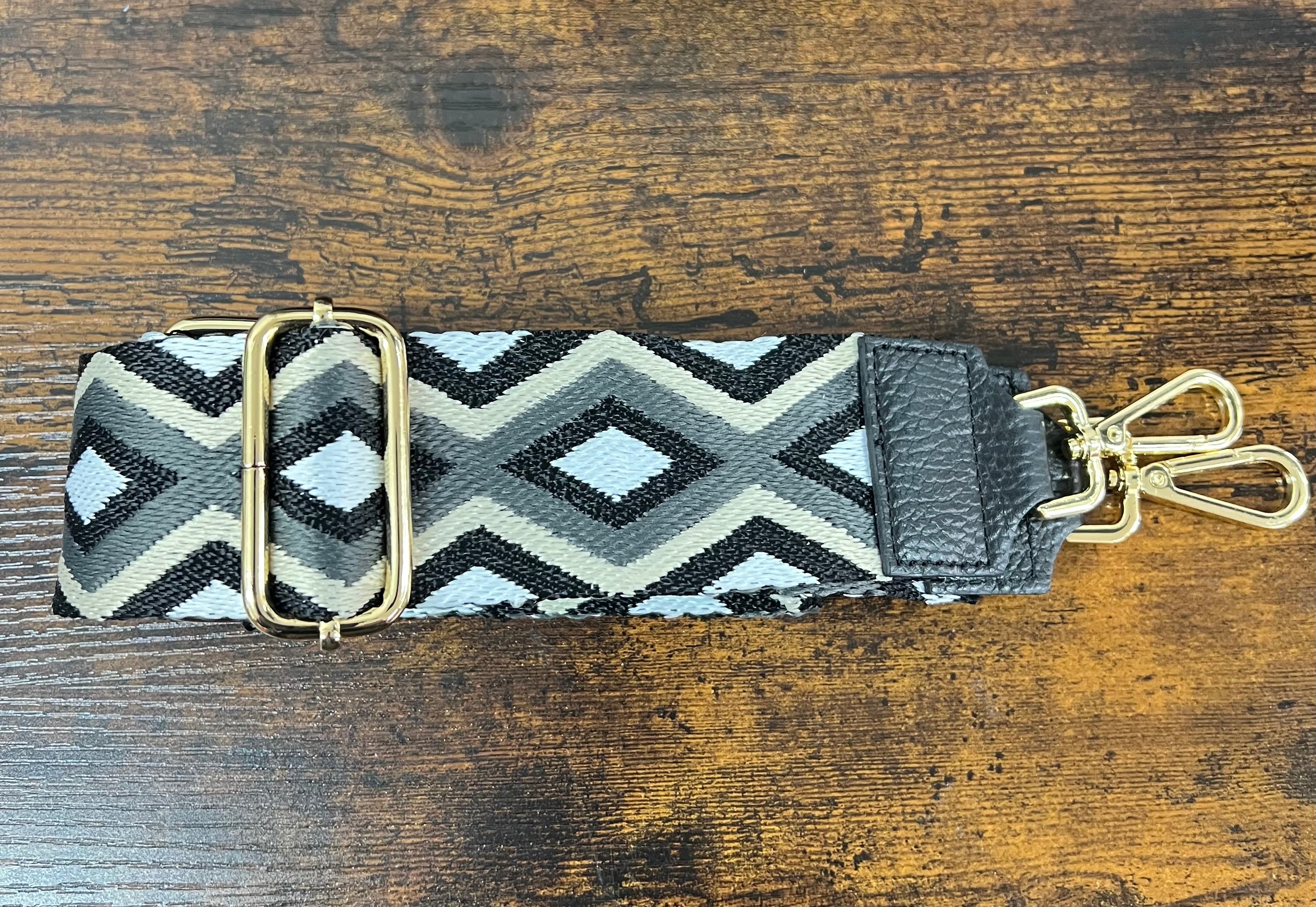 Tracolla rombi nero panna bianco