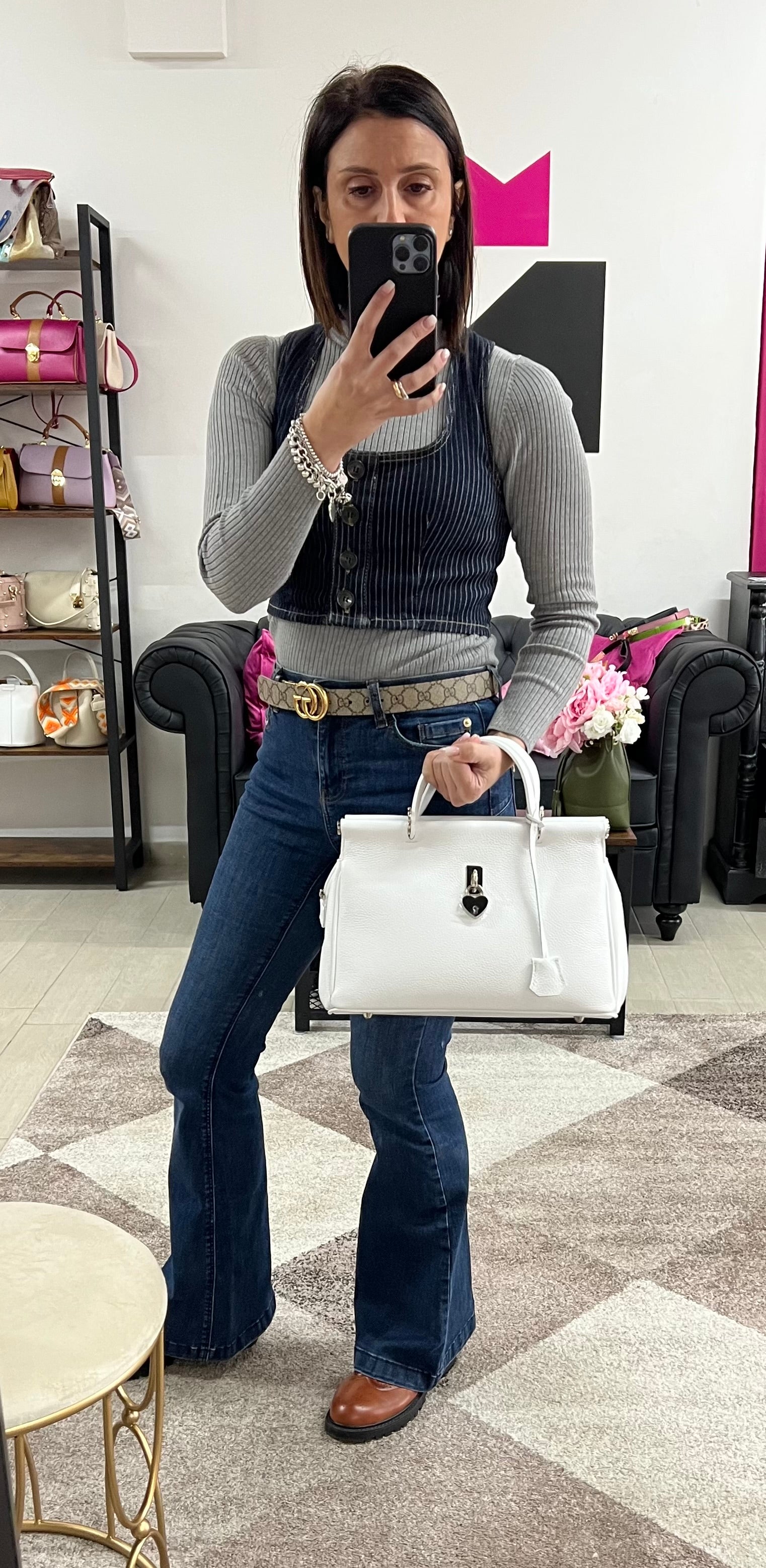 Tote mini cuore bianco