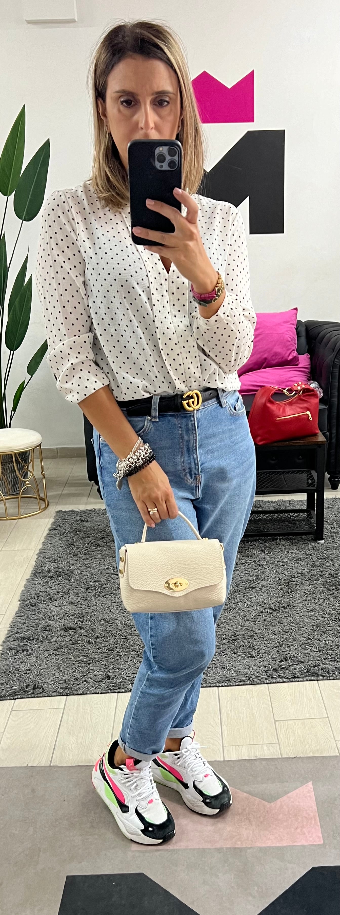 Country bag monocolore z pocket panna