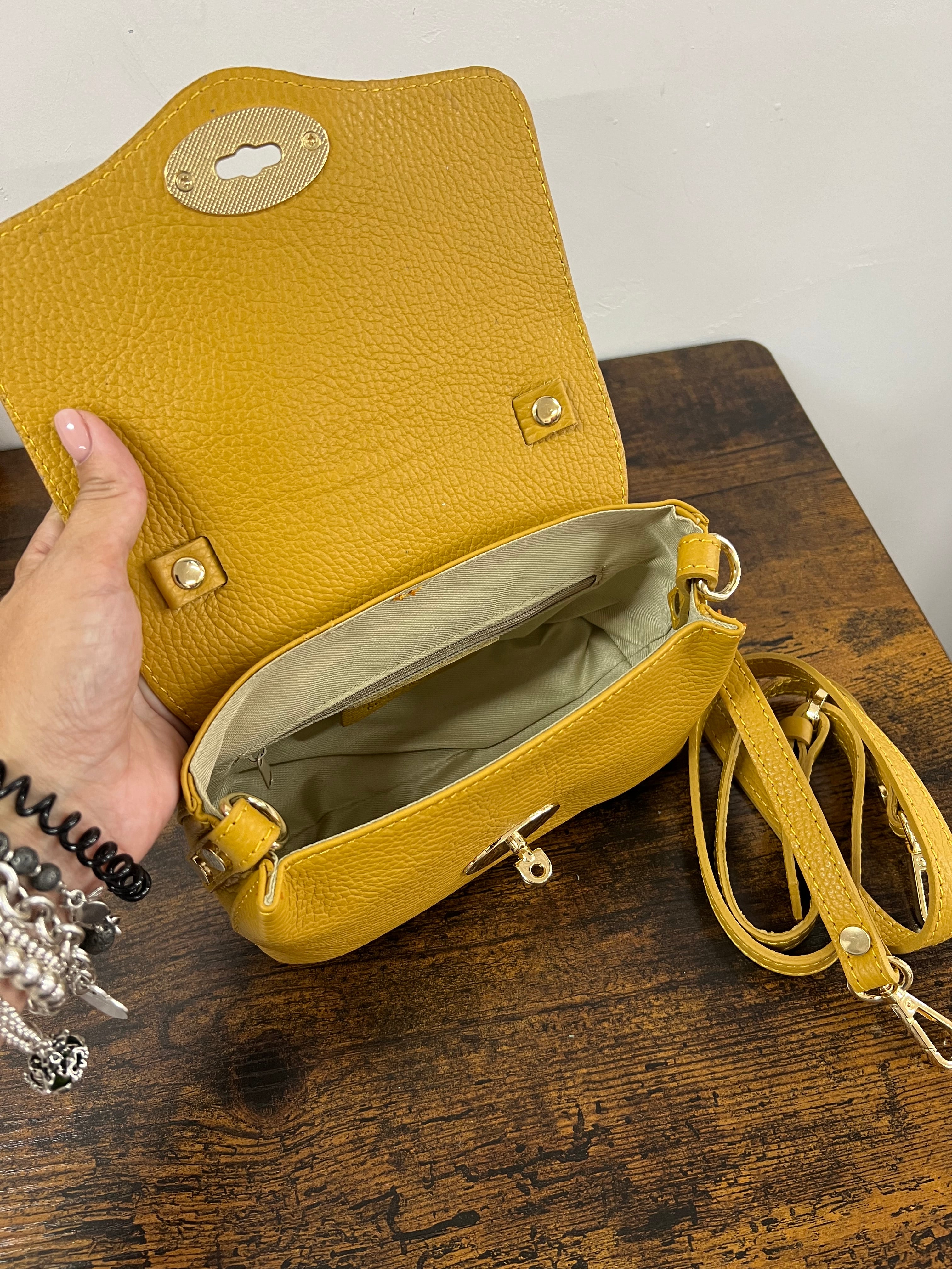 Country bag monocolore z pocket senape