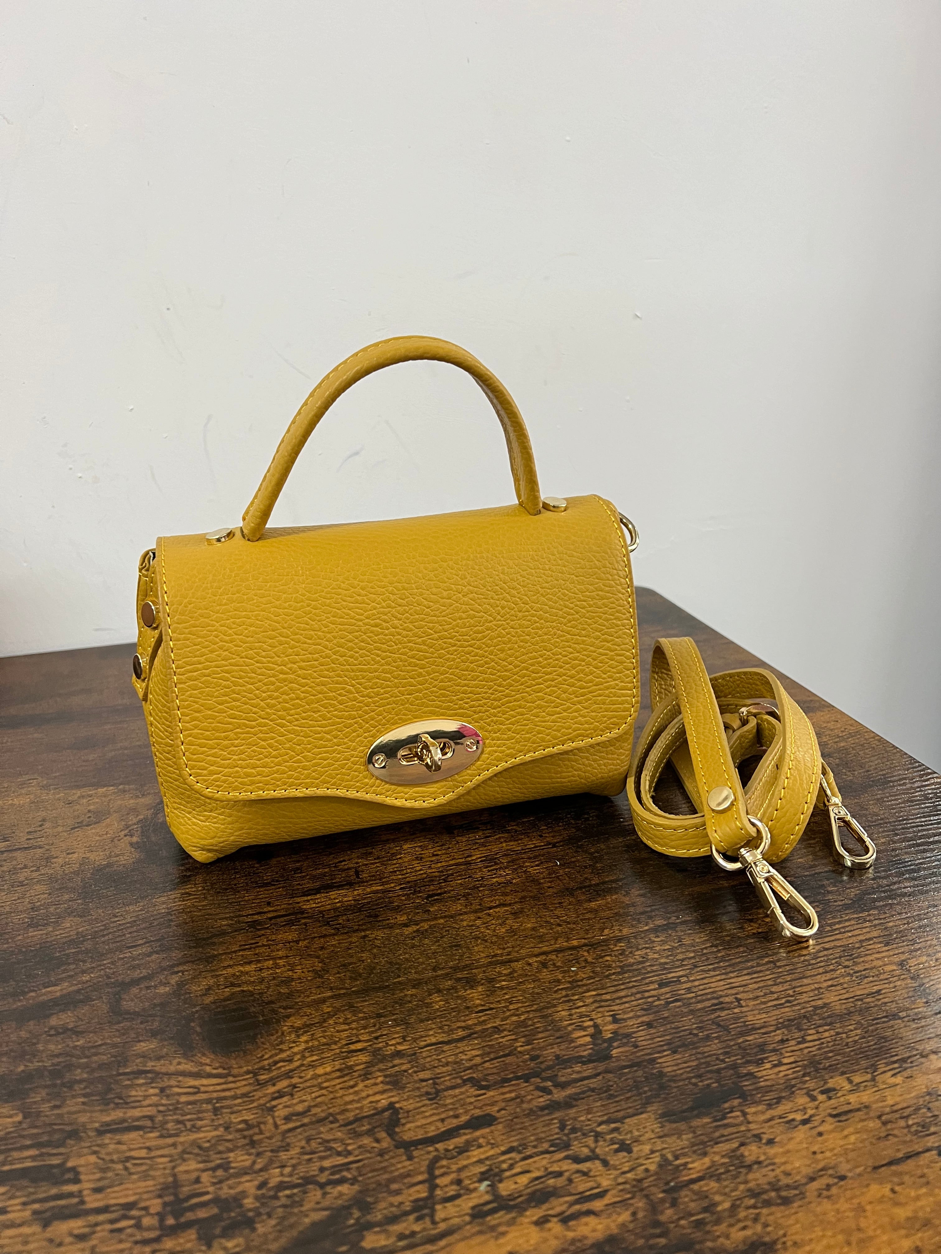 Country bag monocolore z pocket senape