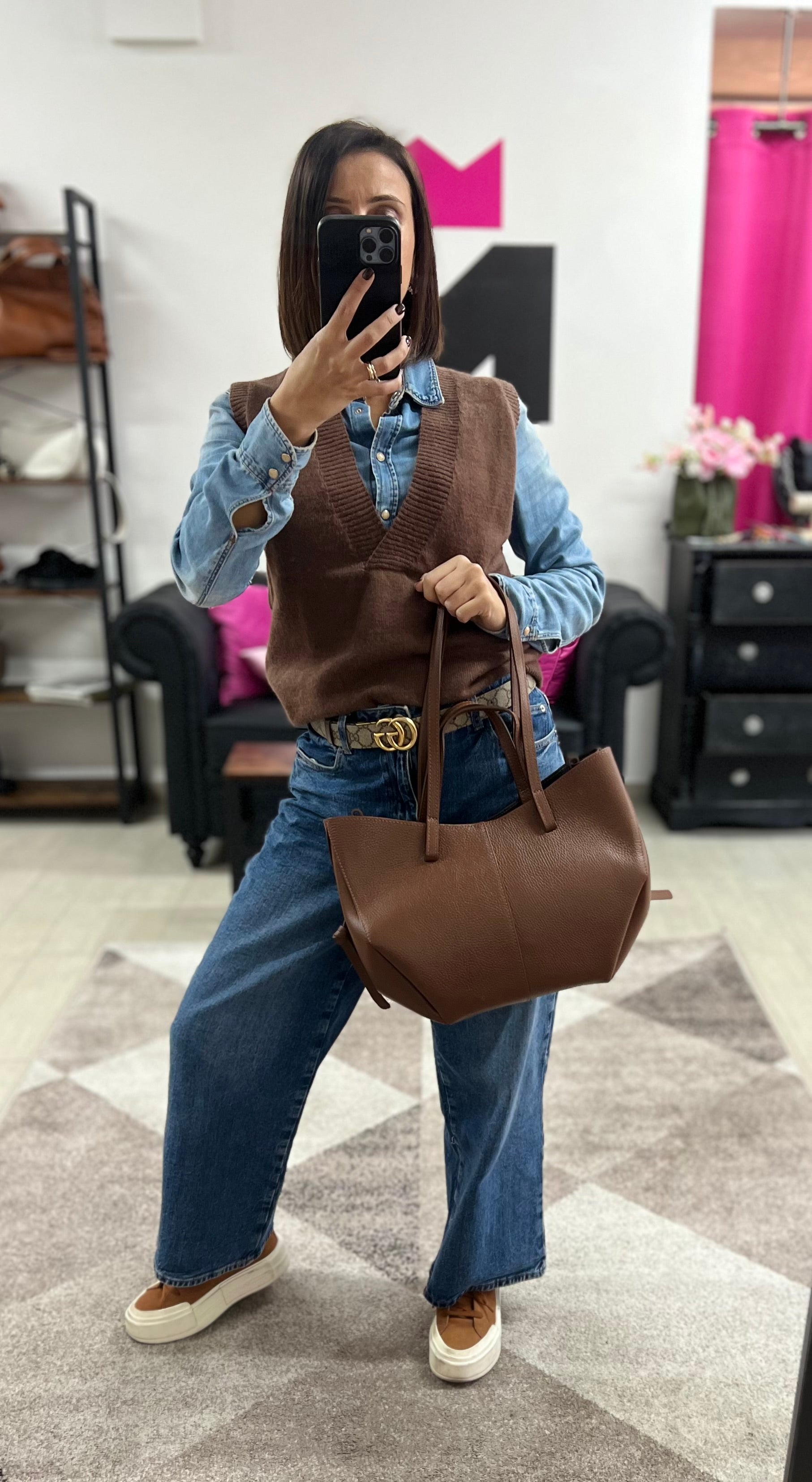 LILI chocolate shopper bag