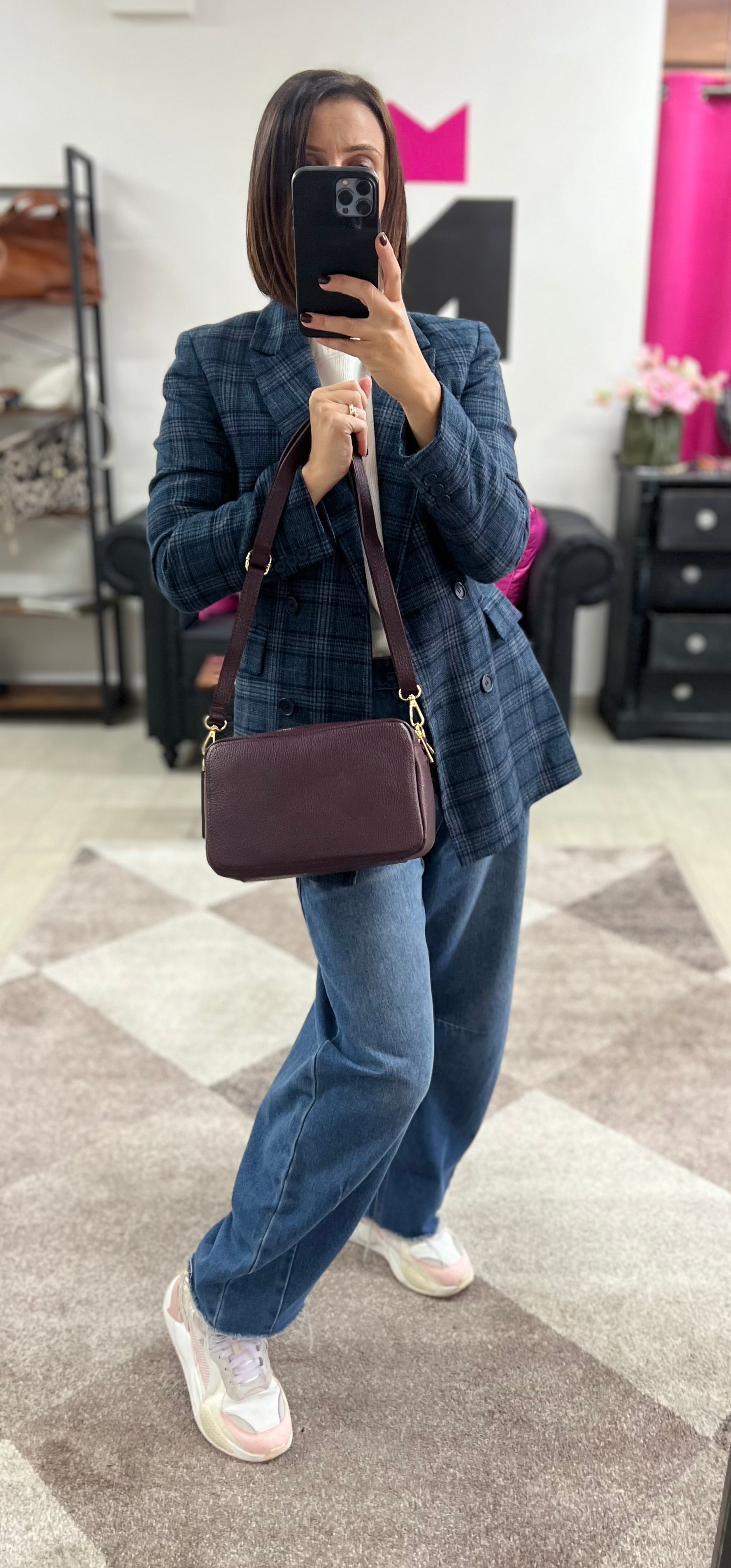 Maxi burgundy camera bag