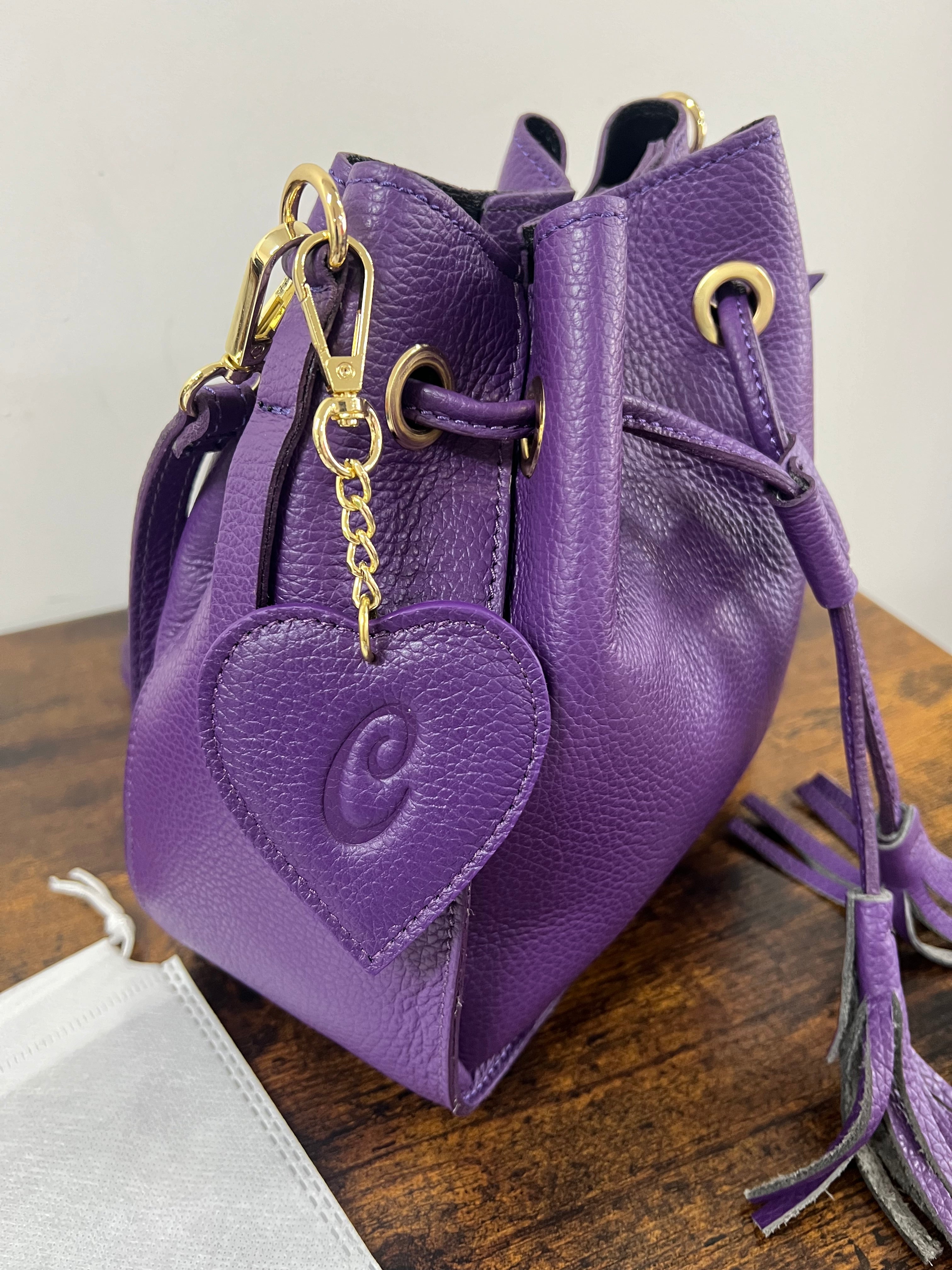 Cuore in vera pelle viola
