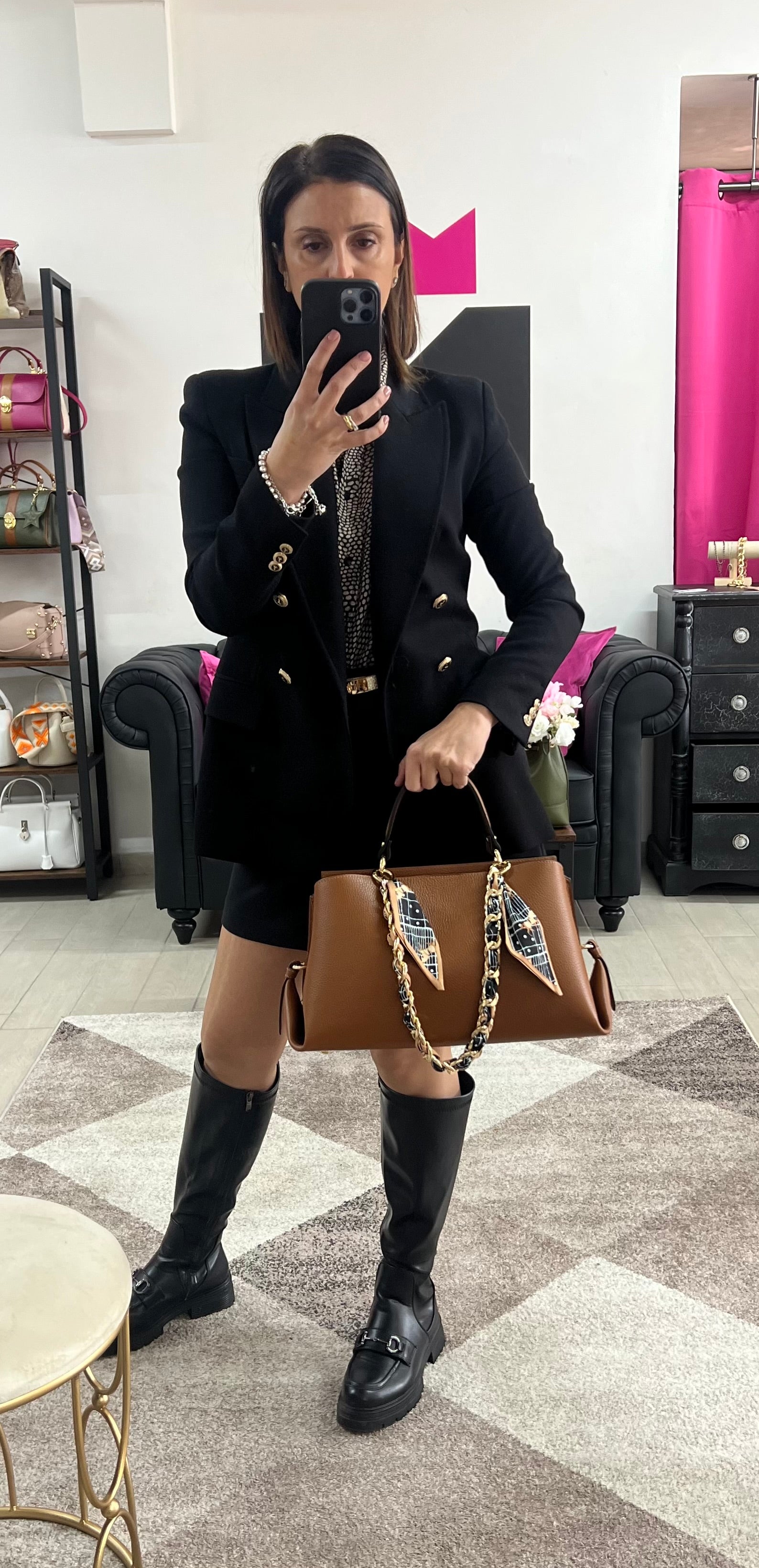 Arianna big cuoio e catena foulard cavalli