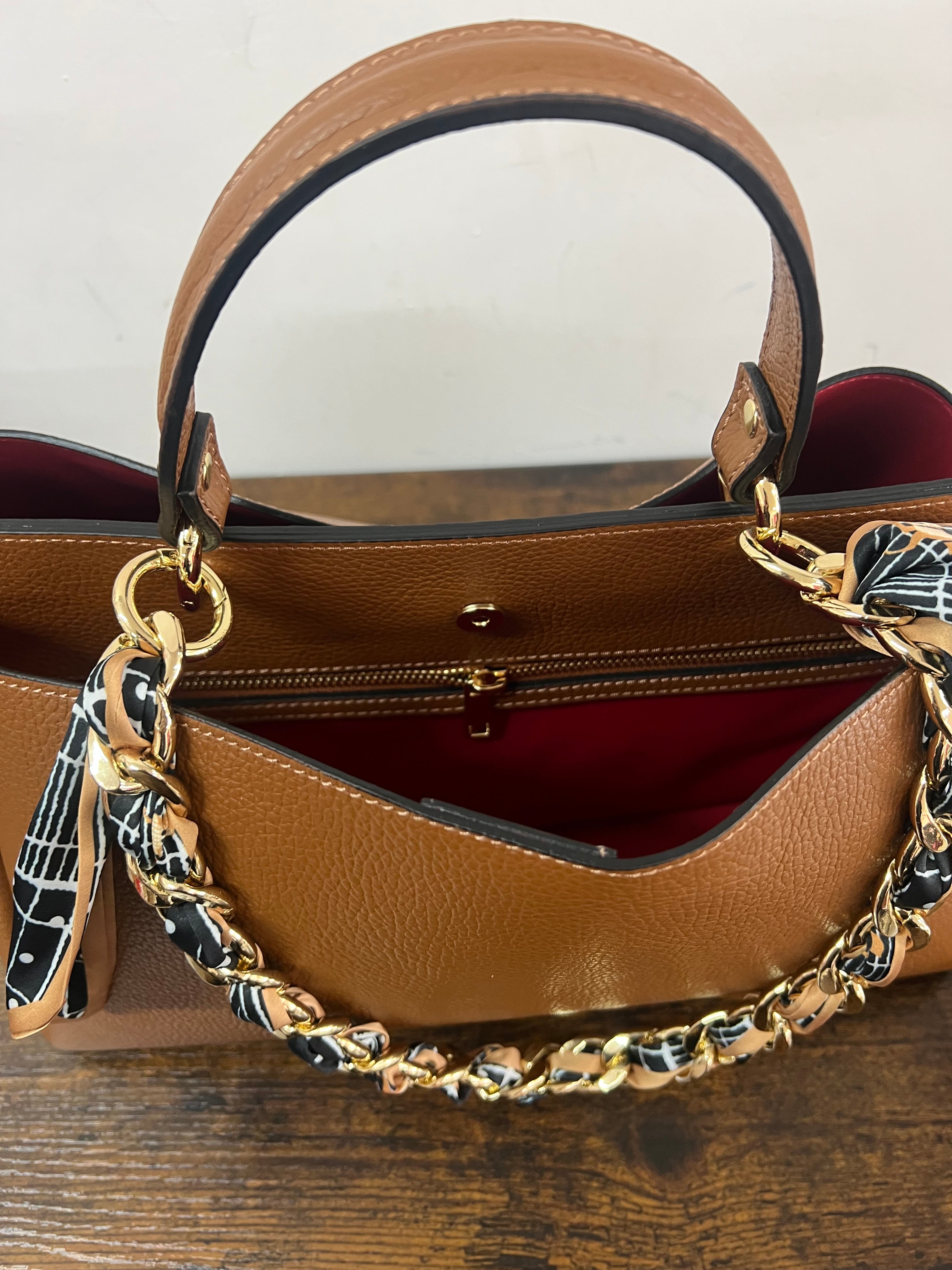 Arianna big cuoio e catena foulard cavalli