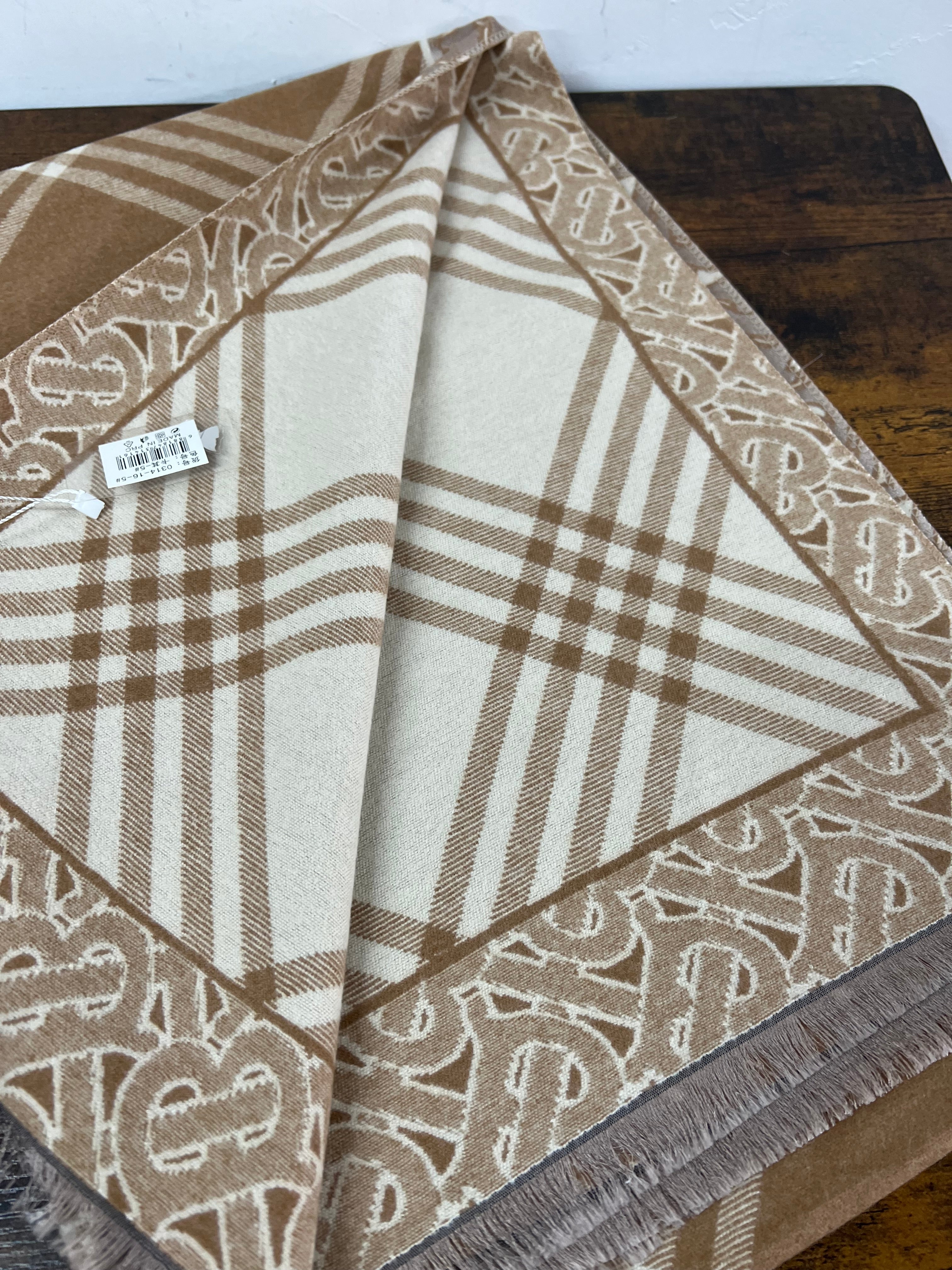 Sciarpona misto cachemire tartan cammello