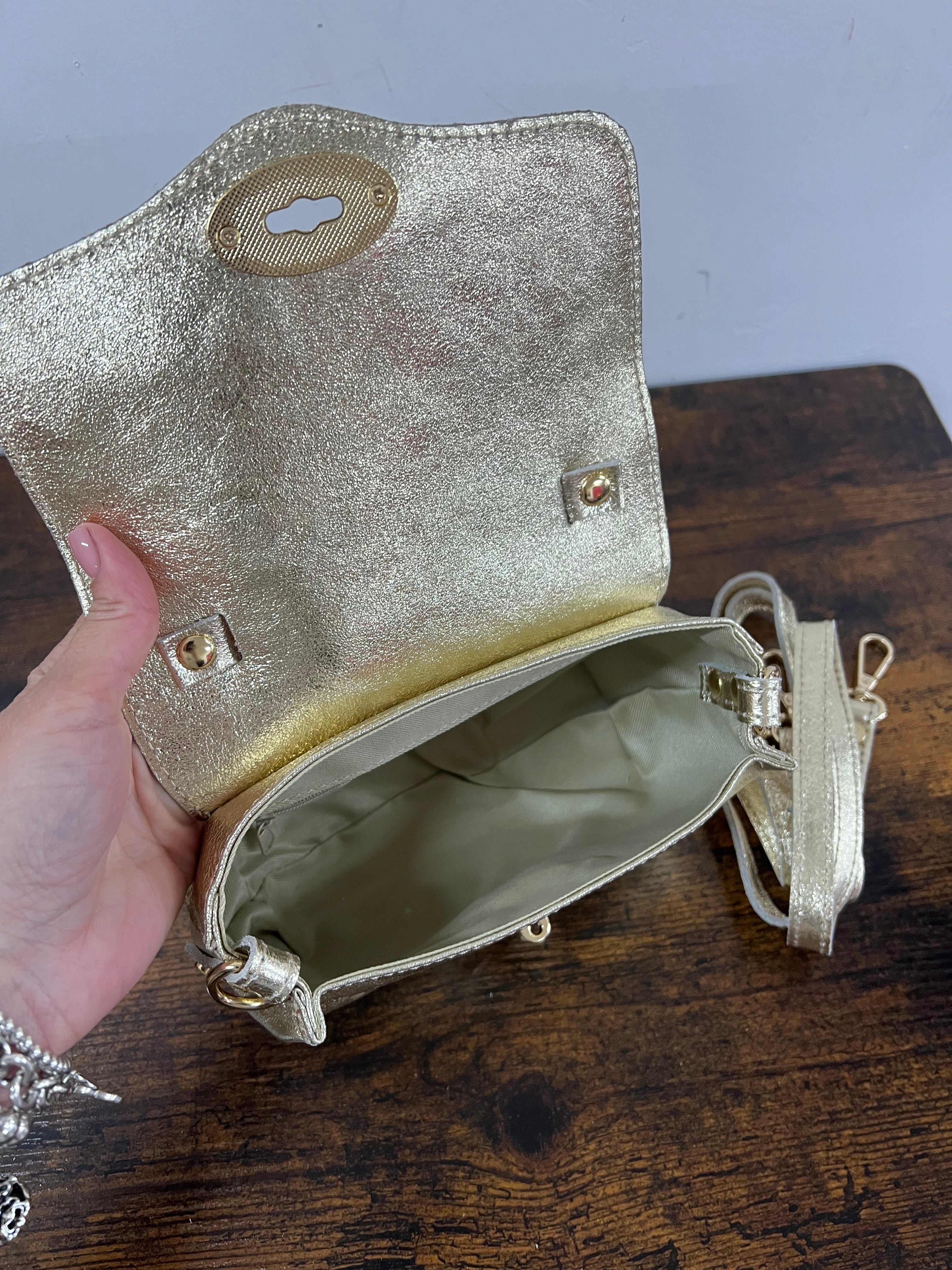 Country bag monocolore z pocket oro