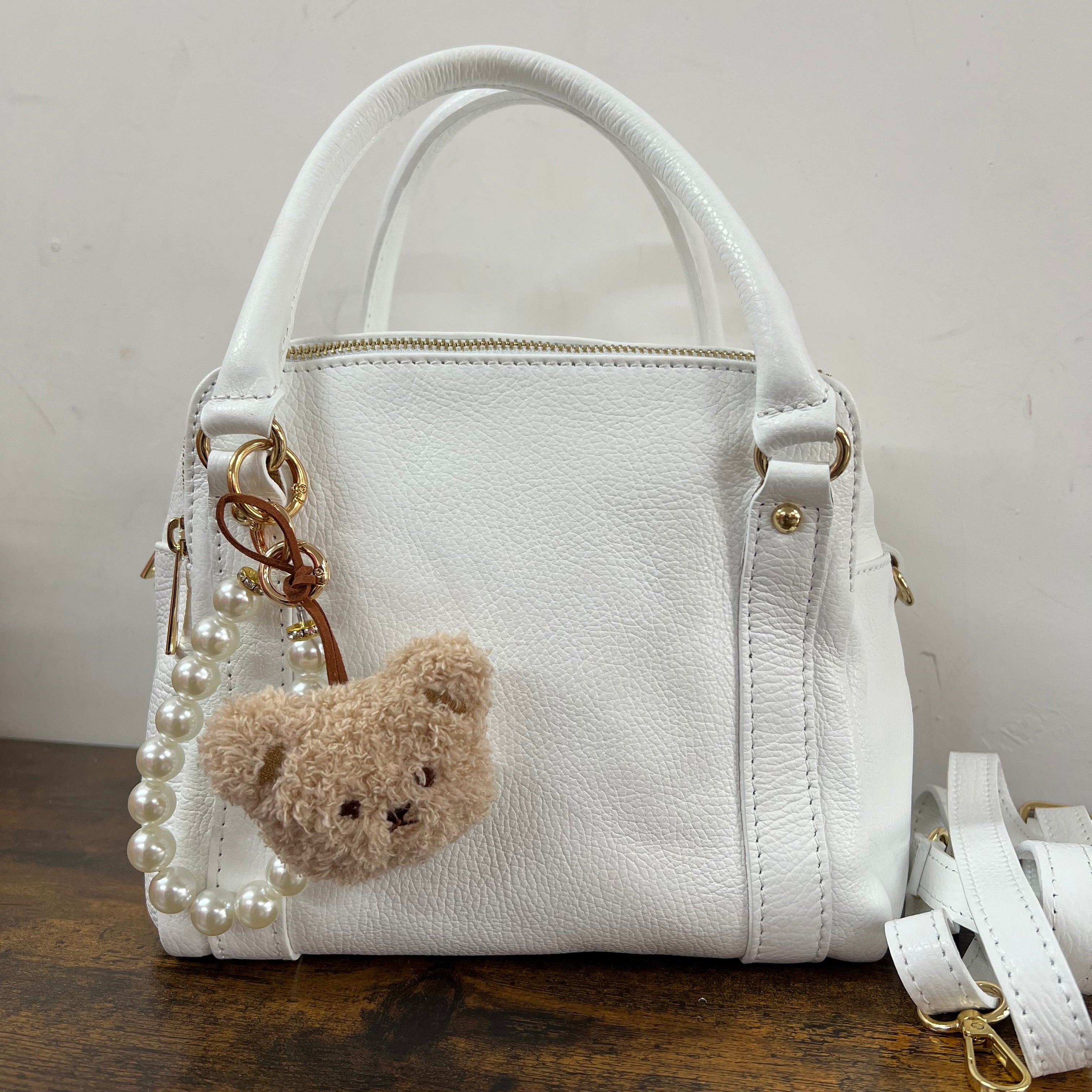Country quadrotta bianco e portachiavi teddy tortora