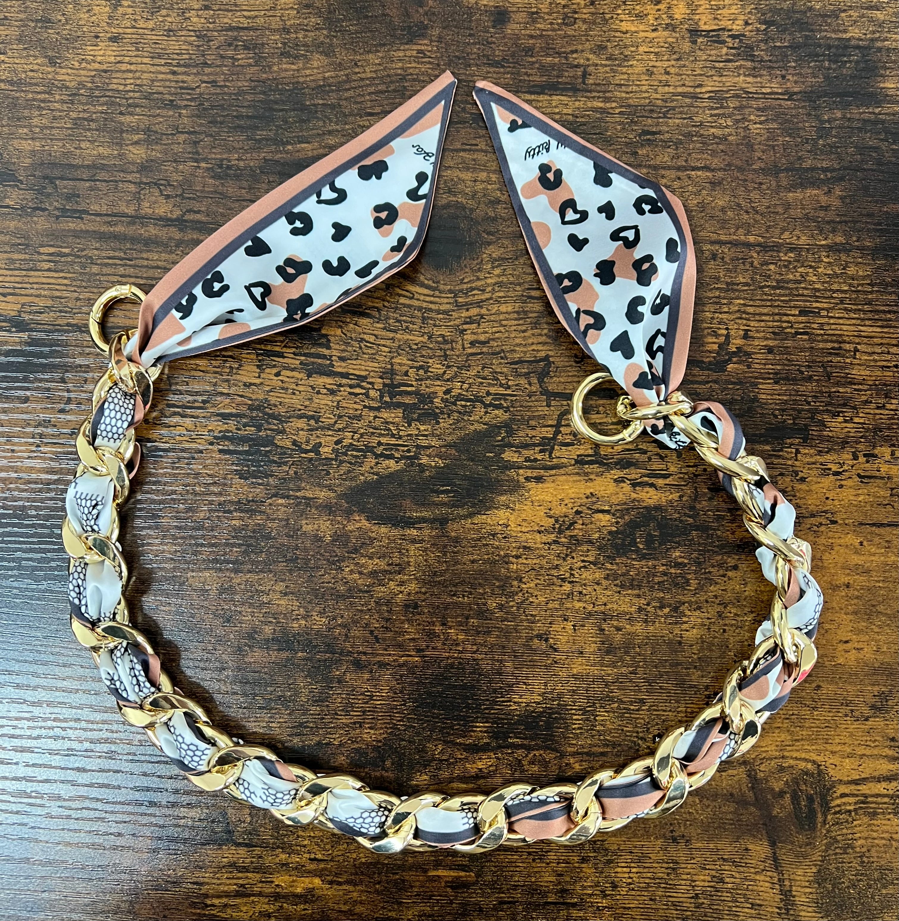 Catena foulard mac cuori cuoio e nero